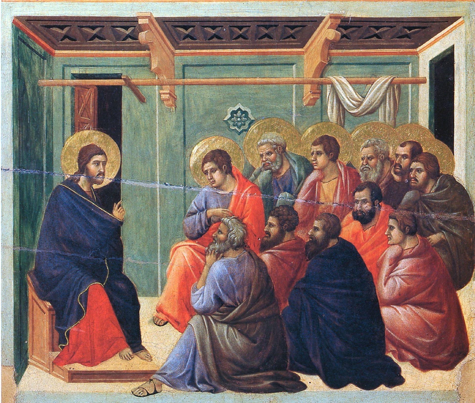 Christ preaches the Apostles by Duccio