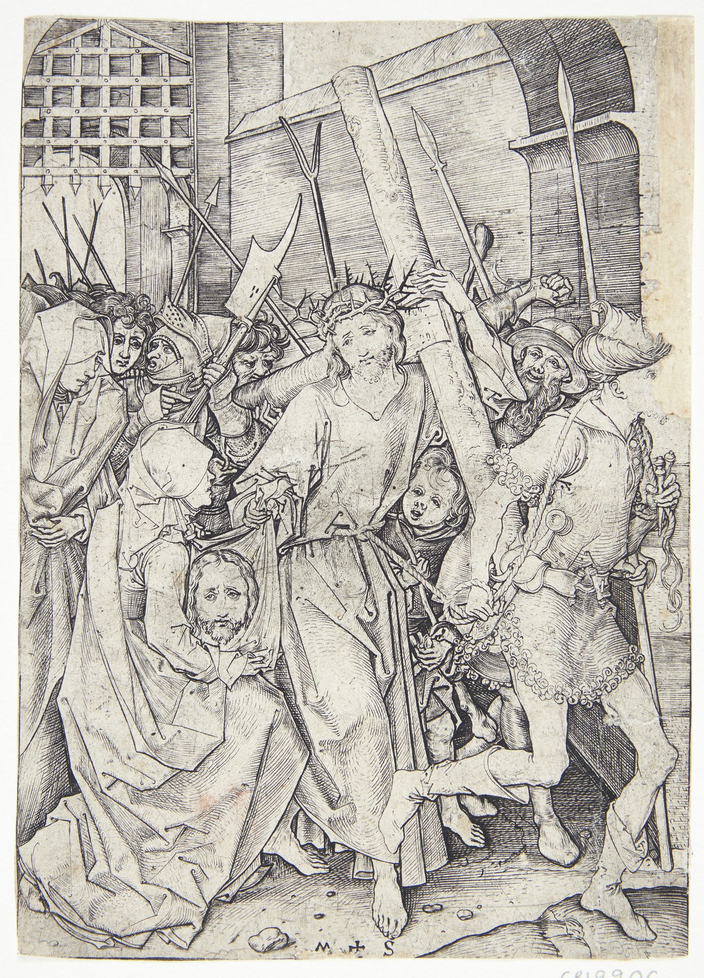 Korsvandringen med den hellige Veronika by Martin Schongauer
