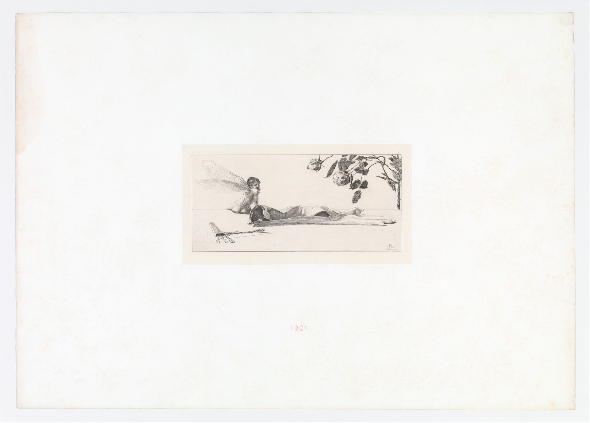 Amor (Cupid) from Ein Handschuh (A Glove). Cyclus von zehn Compositionen radirt. Rad. Opus VI, Plate X. First edition by Max Klinger