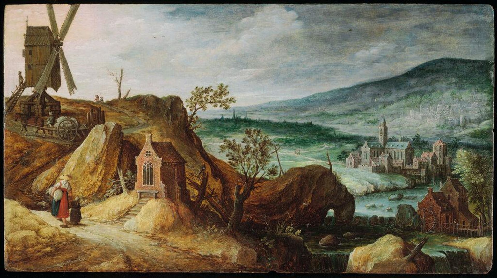 Landscape with Windmill and Wayside Chapel by Marten Rijckaert