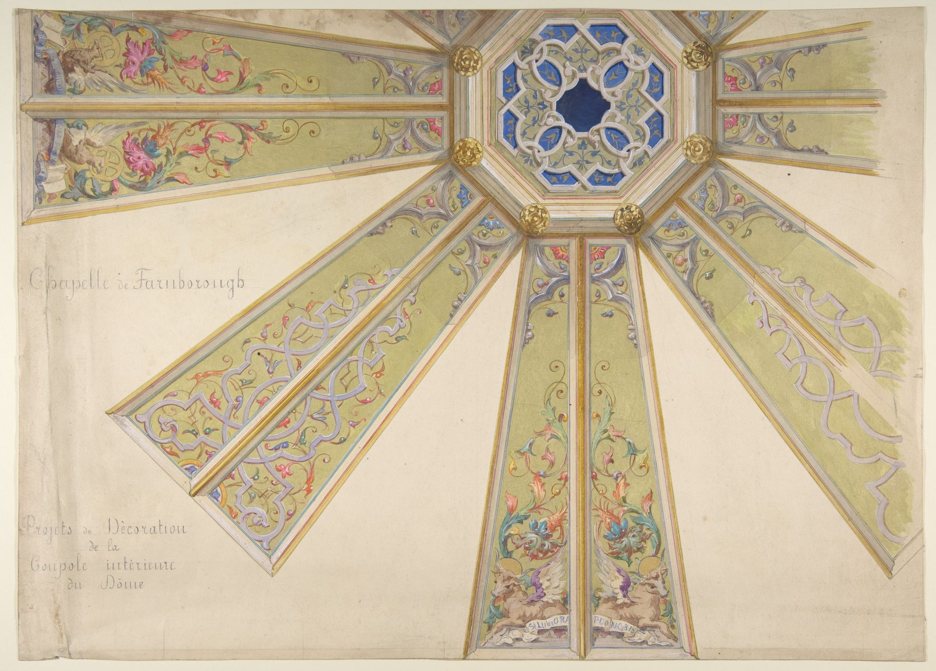 Design for the Interior Cupola of a Domed Chapel, Farnborough, England by Jules-Edmond-Charles Lachaise