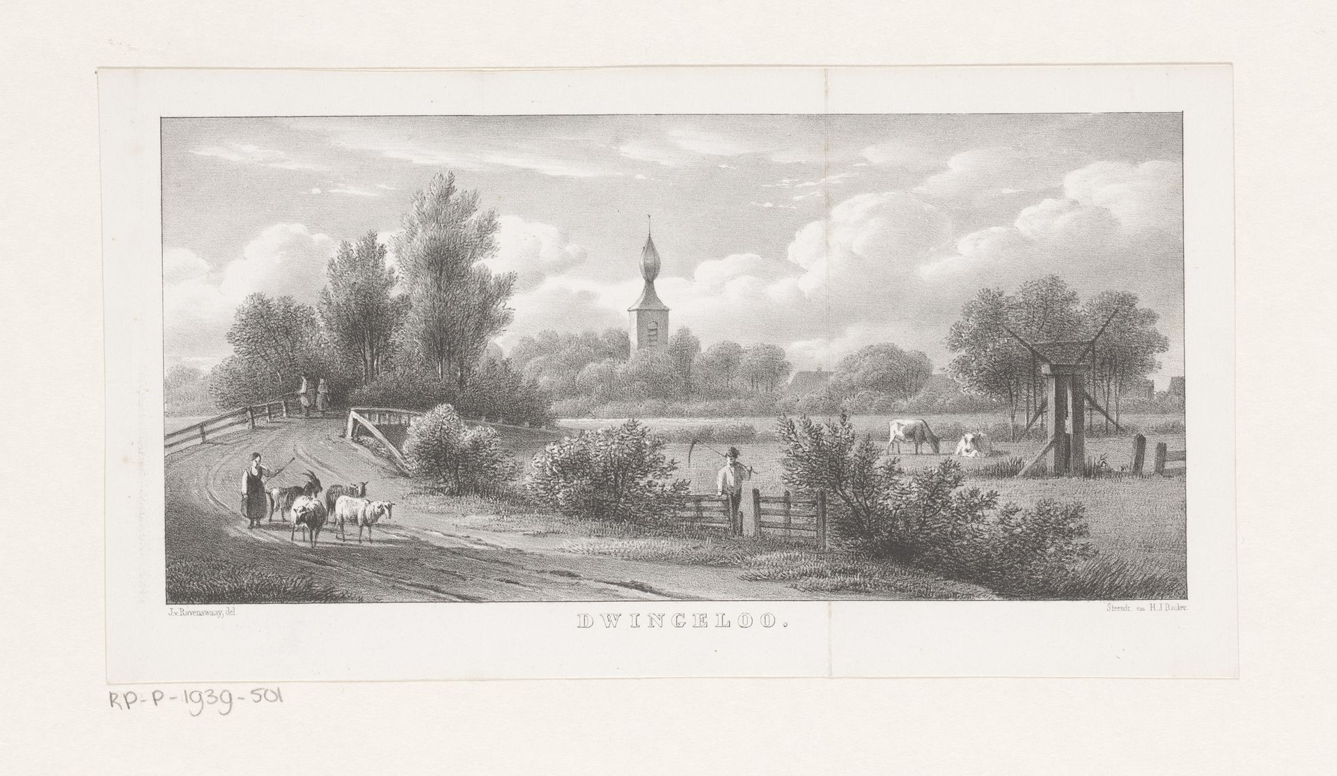 Gezicht op Dwingeloo by Jan van Ravenswaay