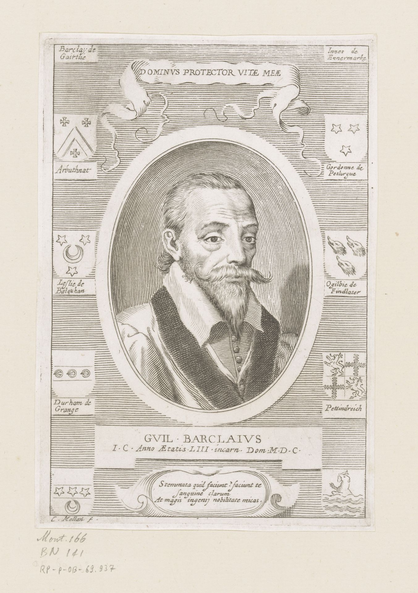 Portret van Guillaume Barclay op 53-jarige leeftijd by Claude Mellan