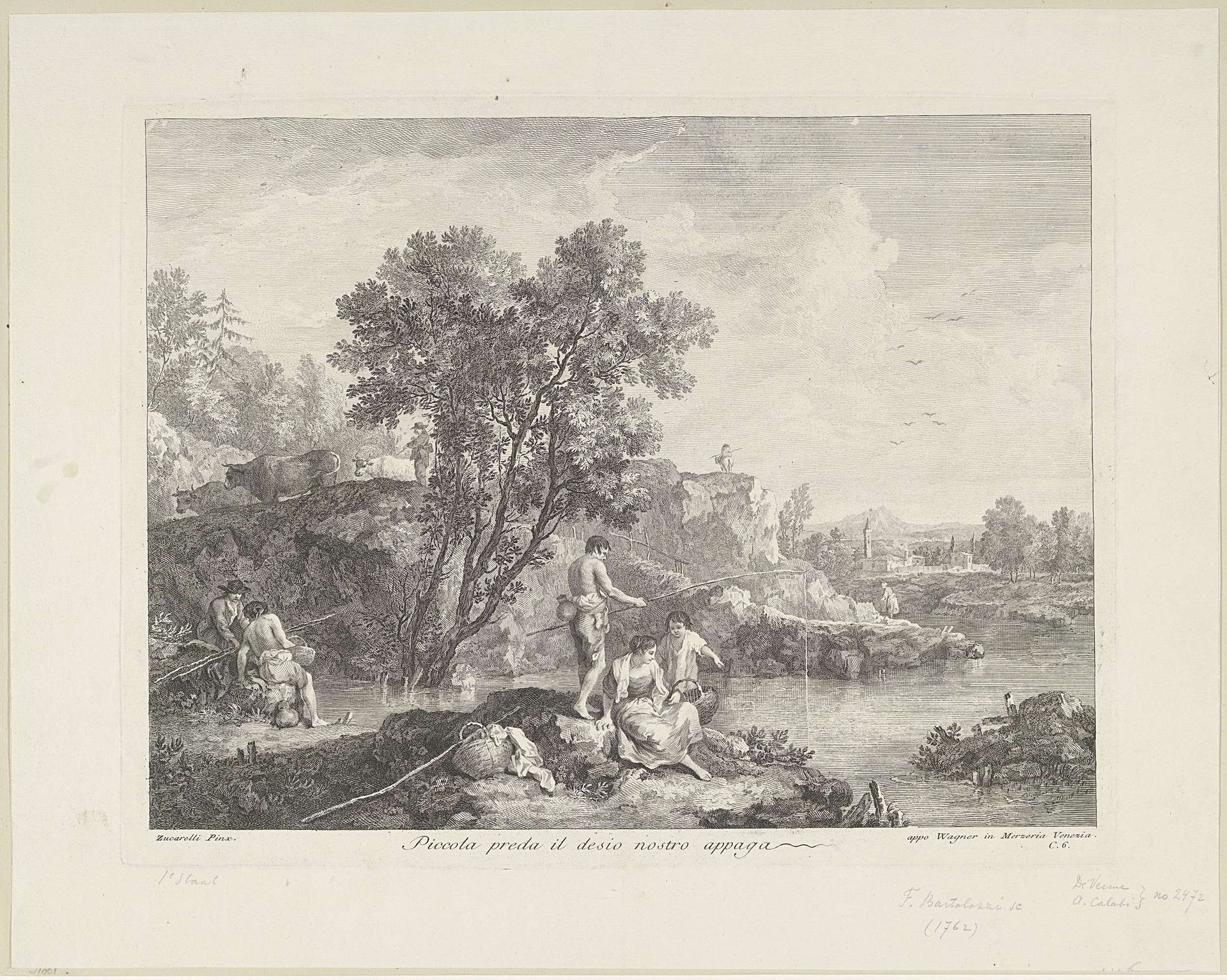Landschap met vissers by Francesco Bartolozzi