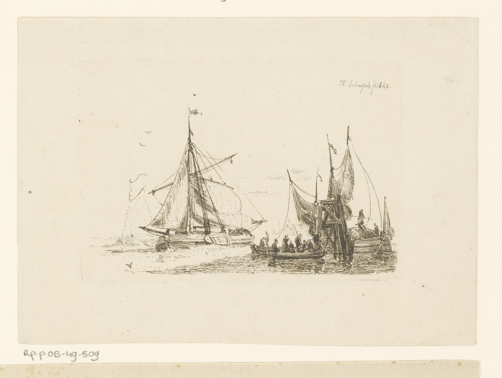 Boten op het water by Henri François Schaefels
