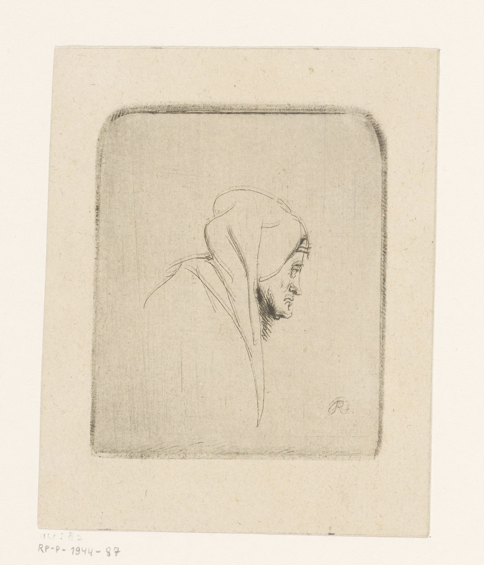 Hoofd van een vrouw by Ignace-Joseph de Claussin