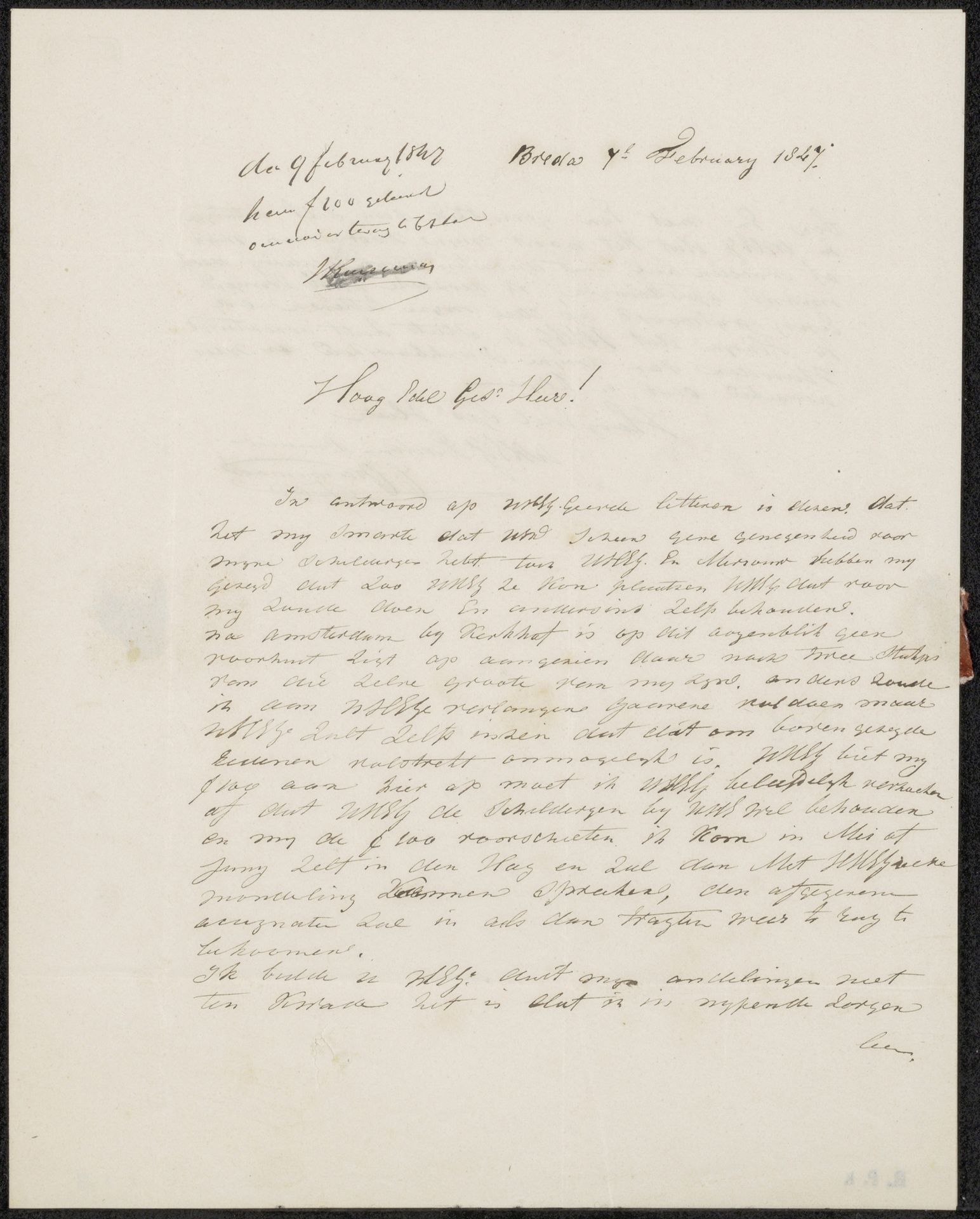 Brief aan Johannes Diederik Kruseman by Christiaan Cornelis Kannemans