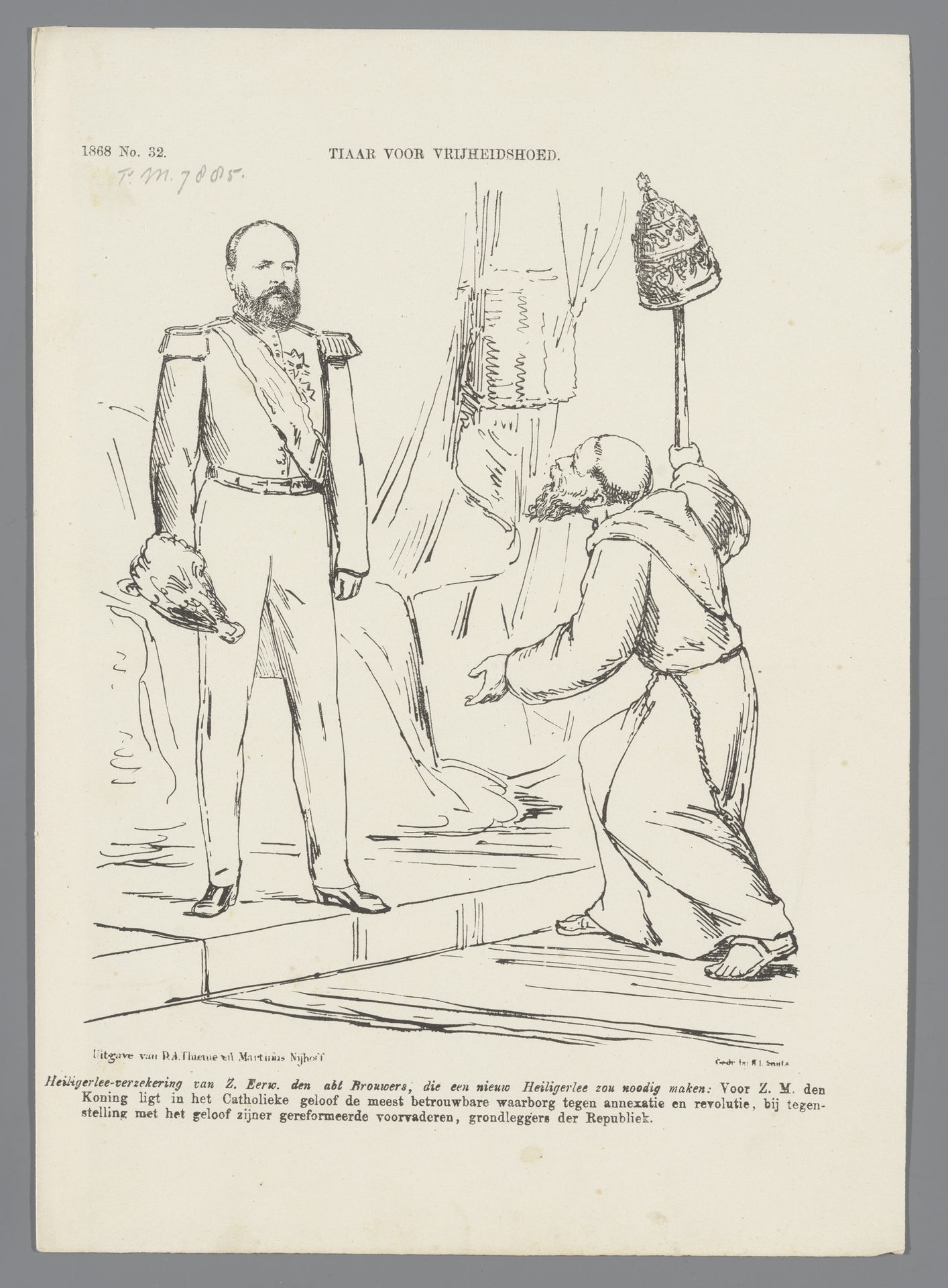 Spotprent met de abt voor de koning, 1868 by Johan Michaël Schmidt Crans