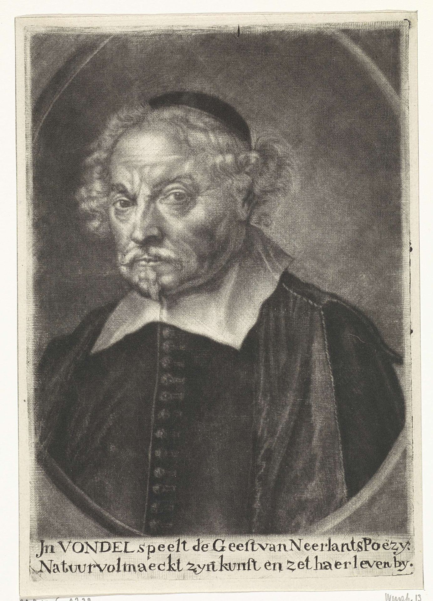 Portret van Joost van den Vondel by Johannes de (II) Groot