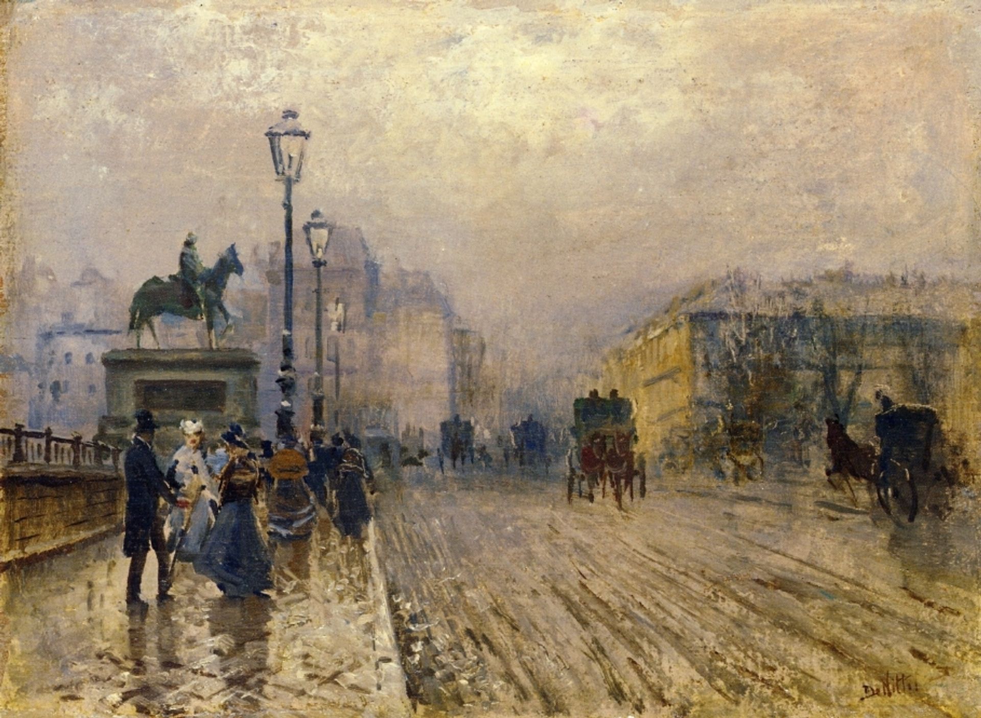 Rue de Paris with Carriages by Giuseppe de Nittis