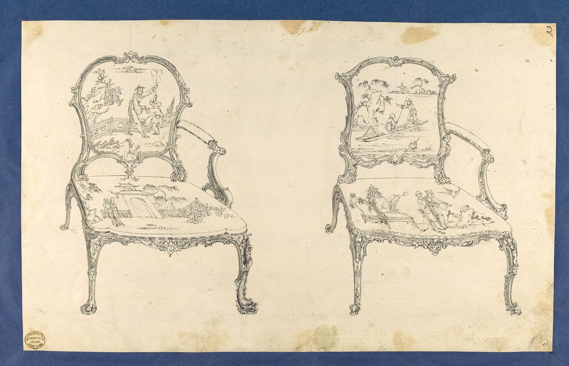 Two French Chairs, in Chippendale Drawings, Vol. I by Thomas Chippendale