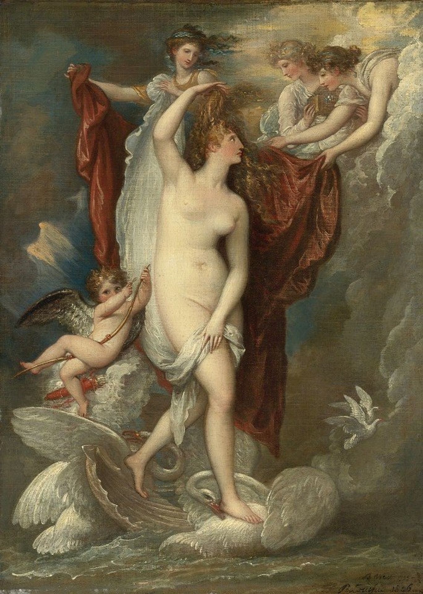 Venus At Her Birth Attired By The Three Graces by Benjamin West