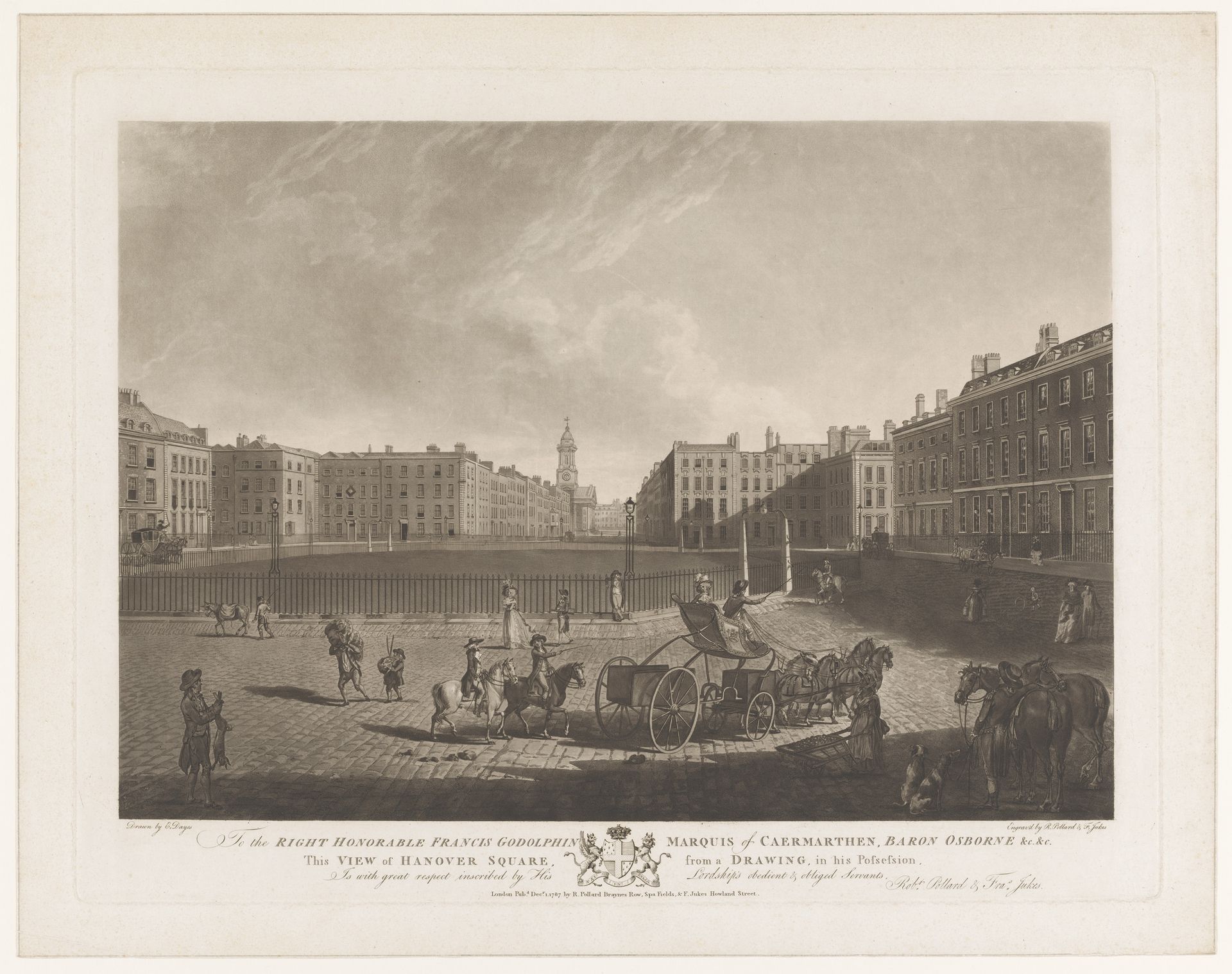 Gezicht op Hanover Square by Robert (I) Pollard