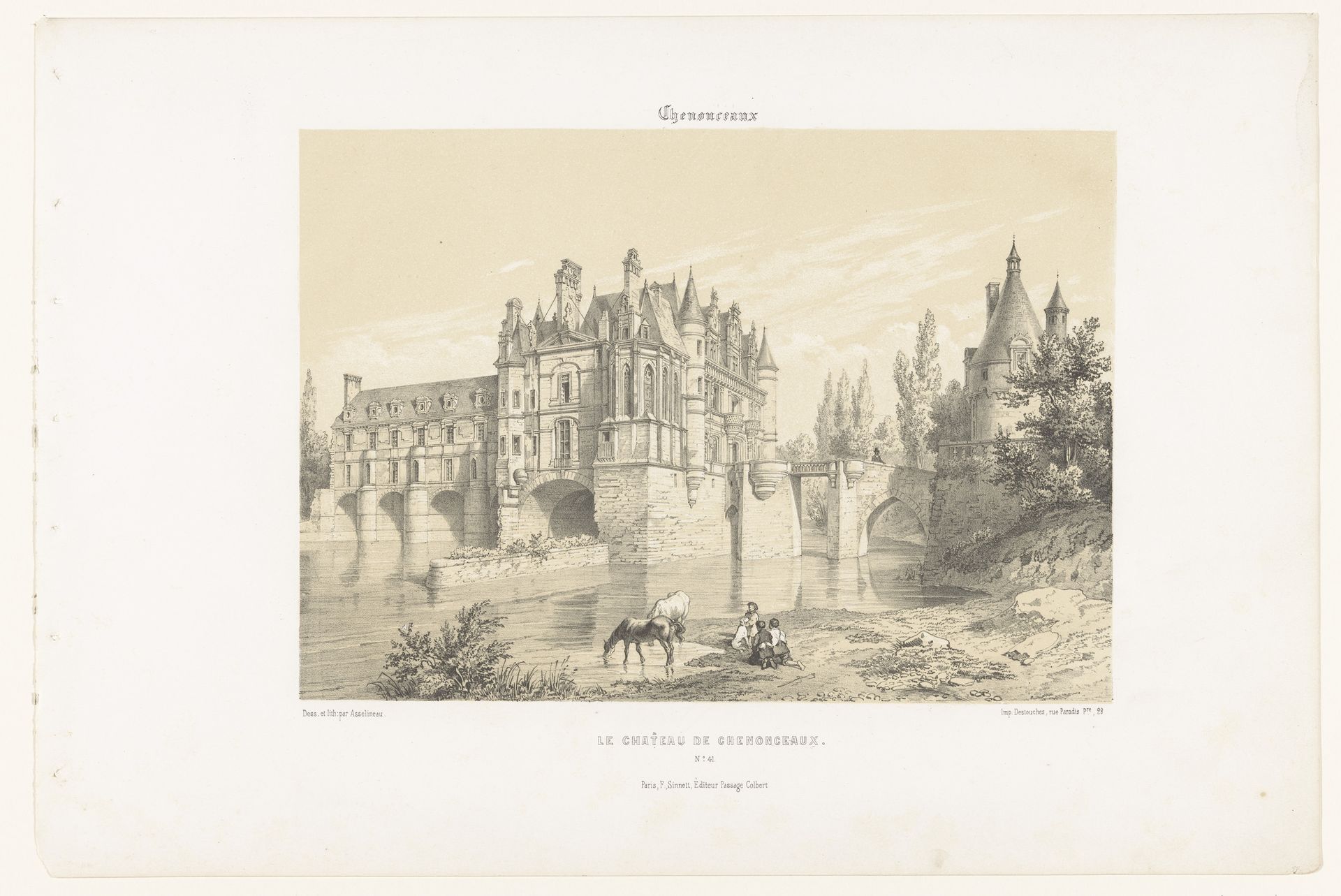 Zicht op het kasteel van Chenonceau by Léon Auguste Asselineau