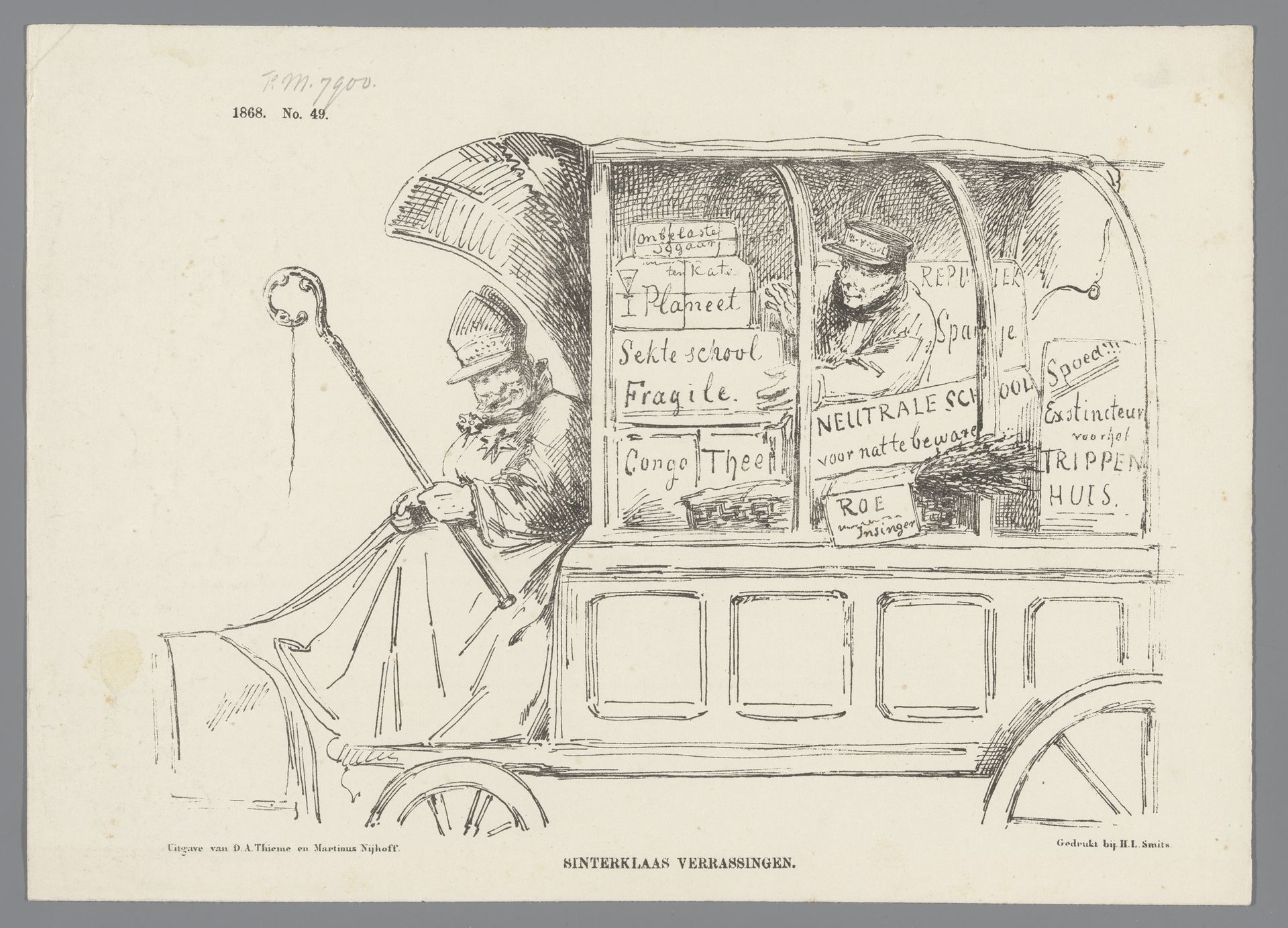 Spotprent op actuele politieke kwesties, 1868 by Johan Michaël Schmidt Crans