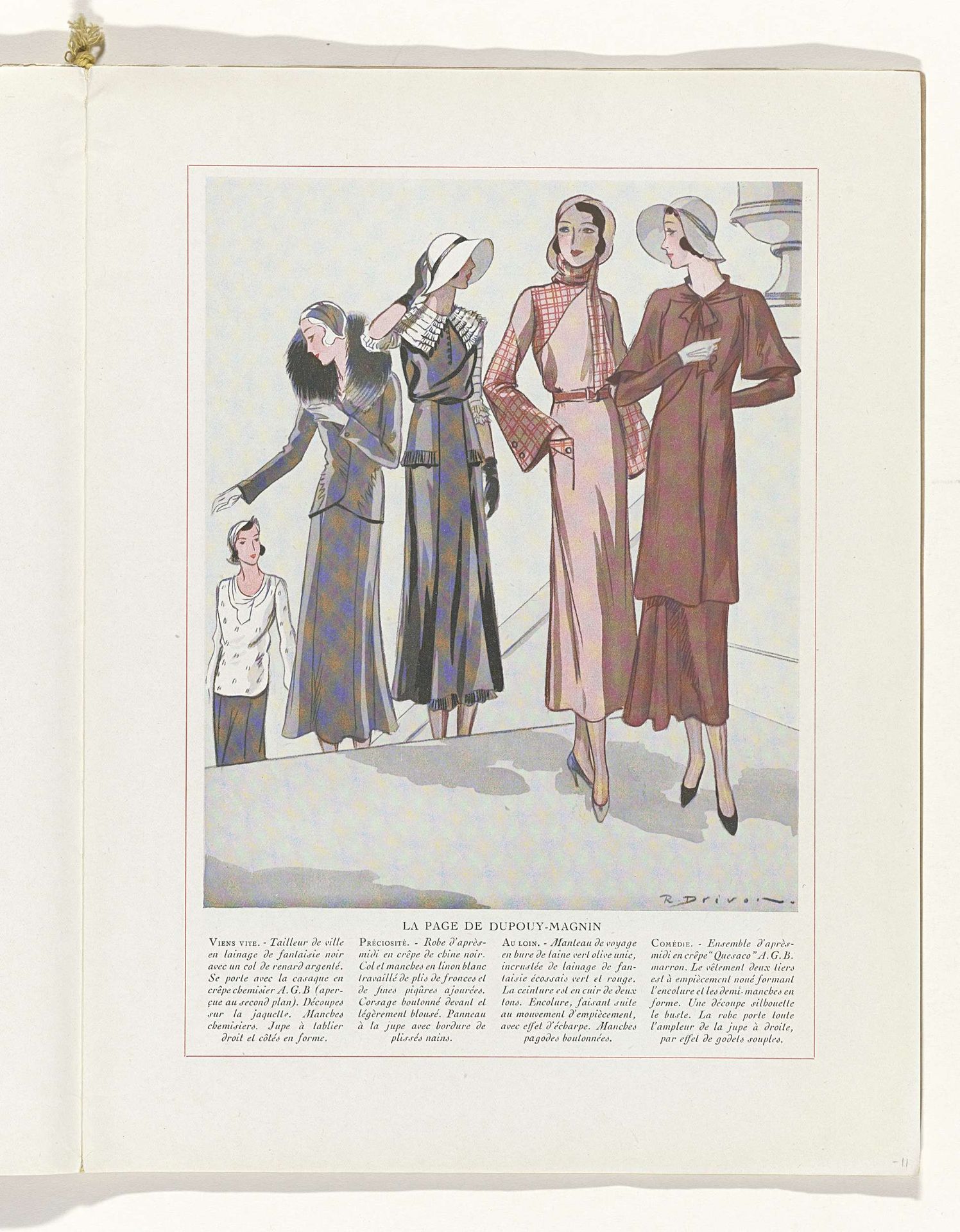Art - Goût - Beauté, Feuillets de l' élégance féminine, Mars 1932, No. 139, 12e Année, p. 11 by R. Drivon