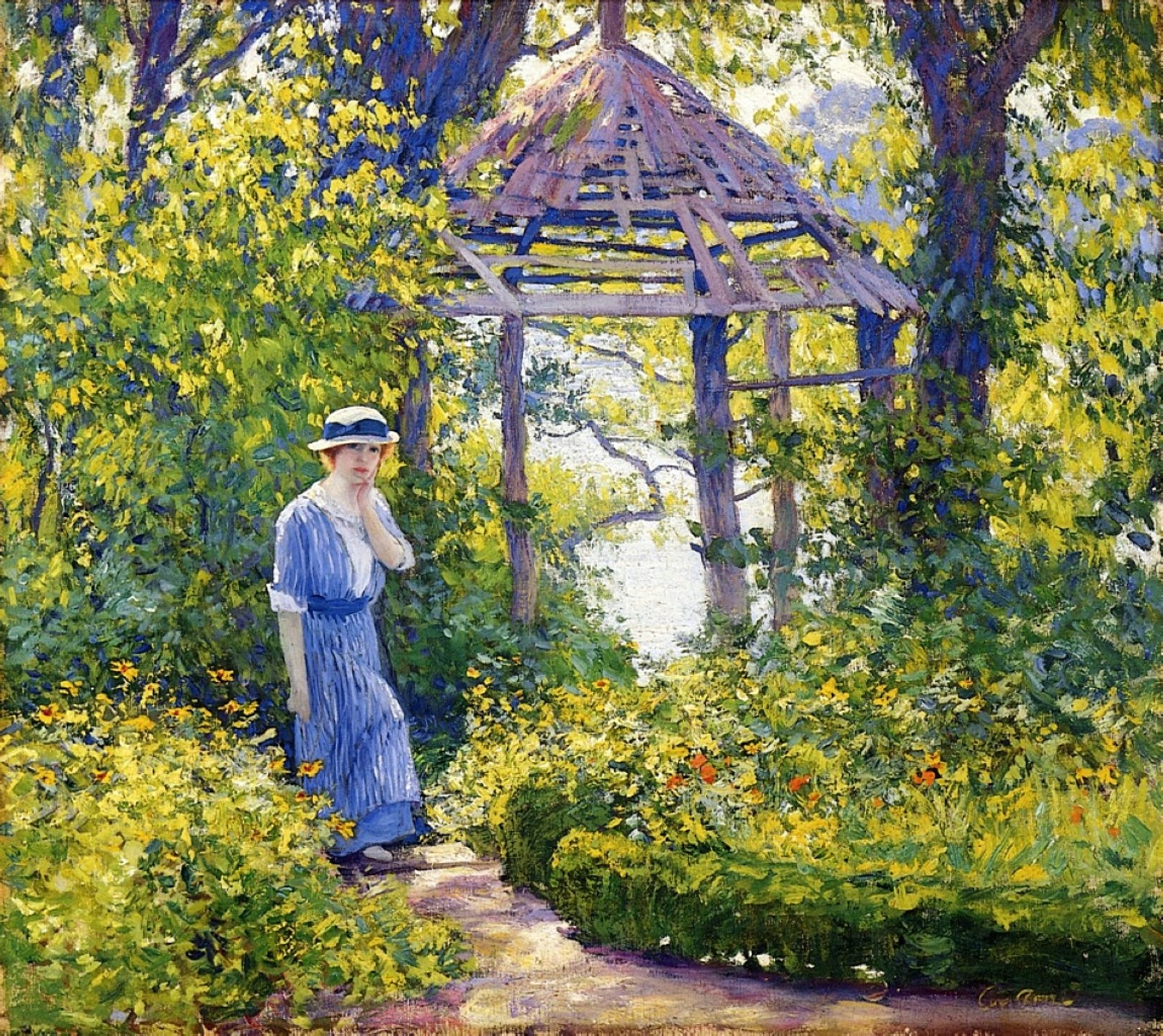 Girl in a Wickford Garden, New England by Rose O'Neill