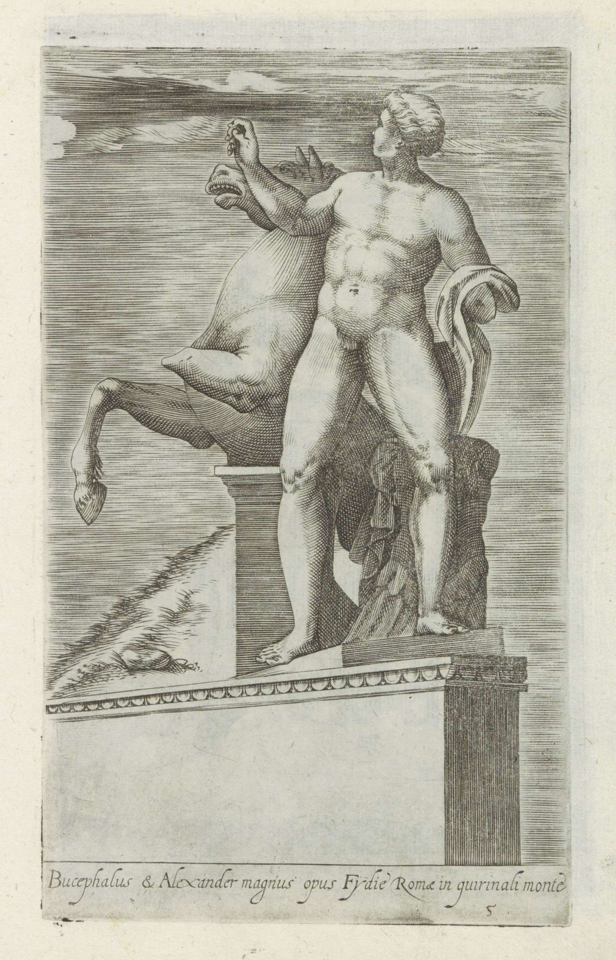 Sculptuur van een van de Dioscuren op het Quirinaal te Rome by Giovanni Battista Cavalieri