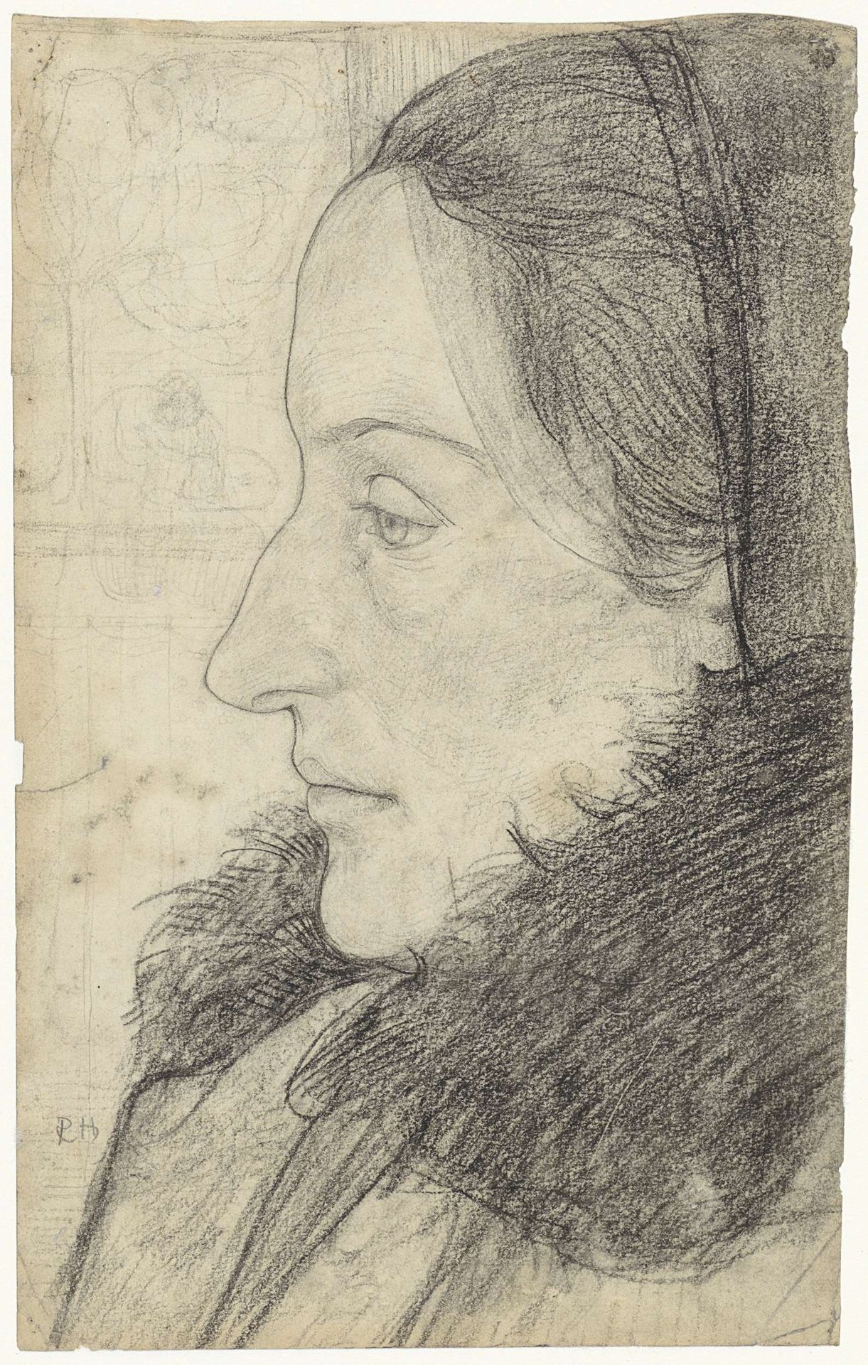 Portret van een vrouw van opzij by Richard Nicolaüs Roland Holst