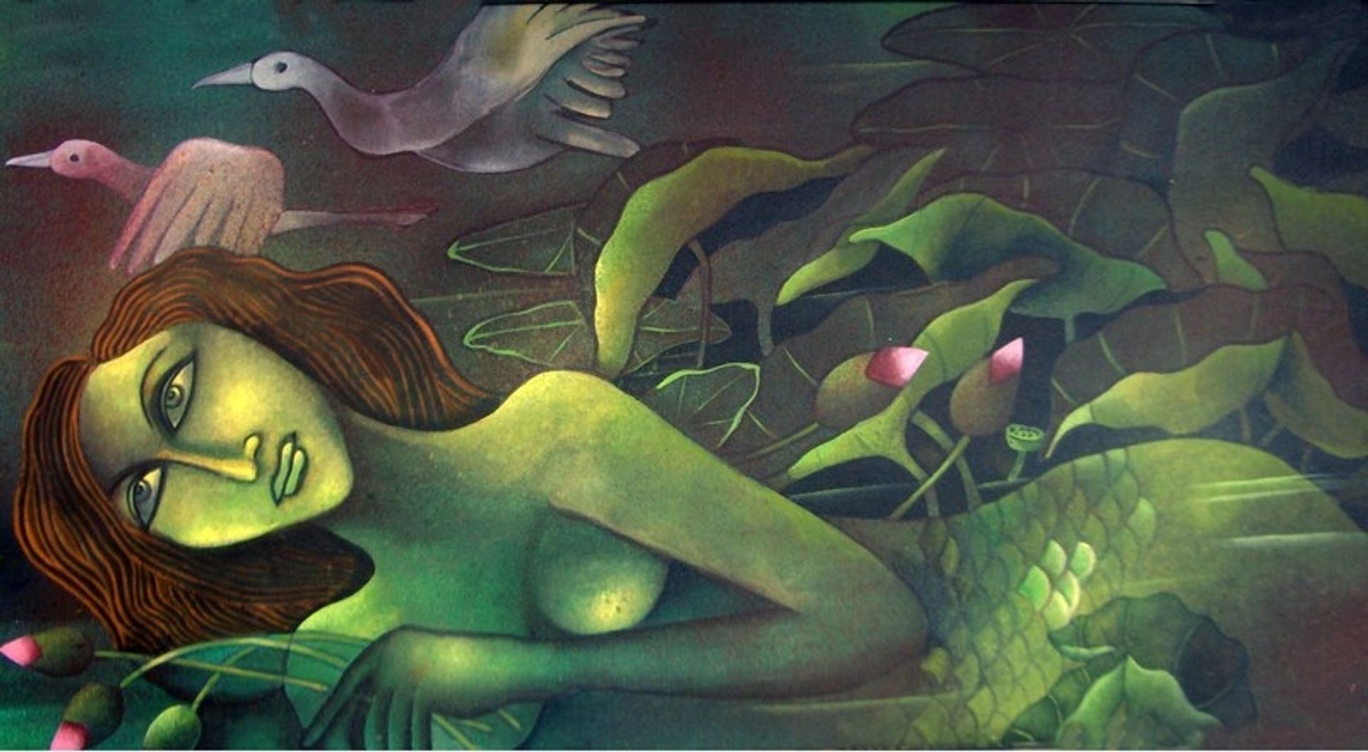 Mermaid in Lotus Pond III by Jahar Dasgupta