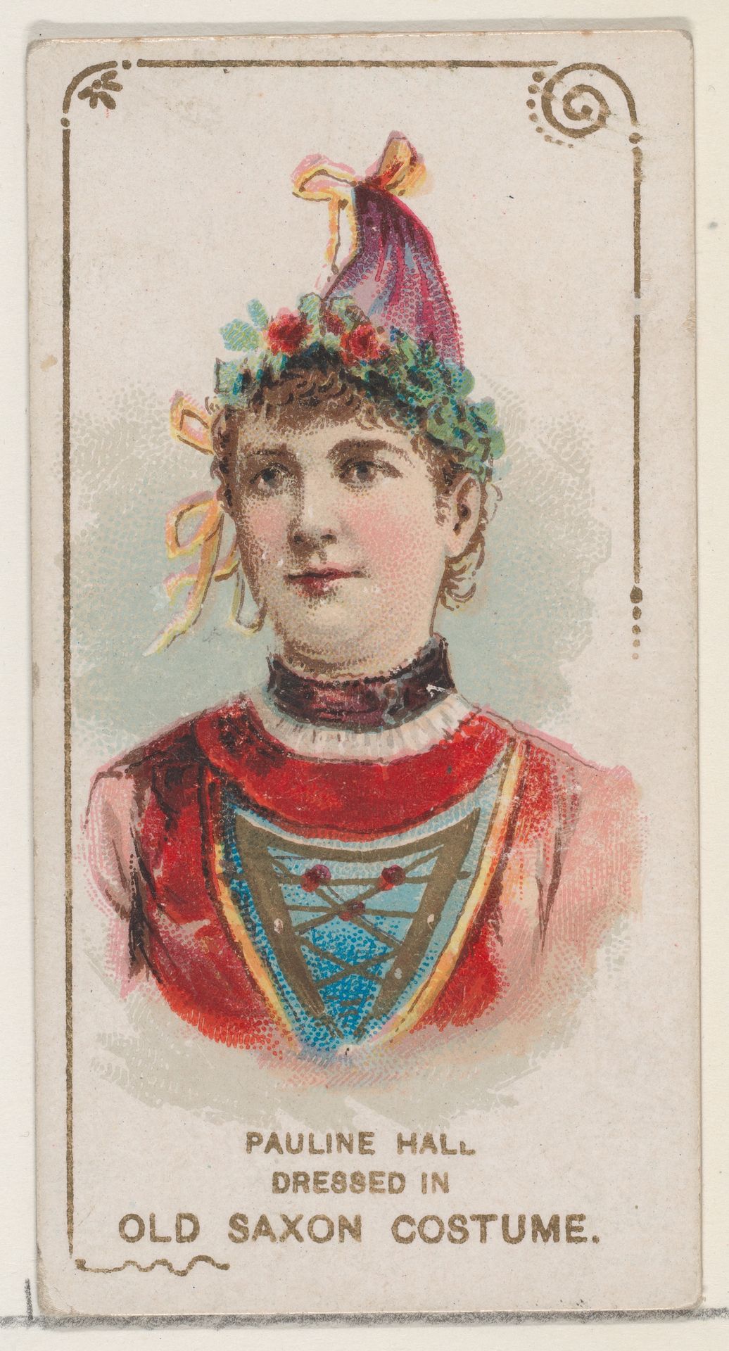 Pauline Hall Dressed in Old Saxon Costume, from the set Actors and Actresses, First Series (N70) for Duke brand cigarettes by W. Duke, Sons & Co.