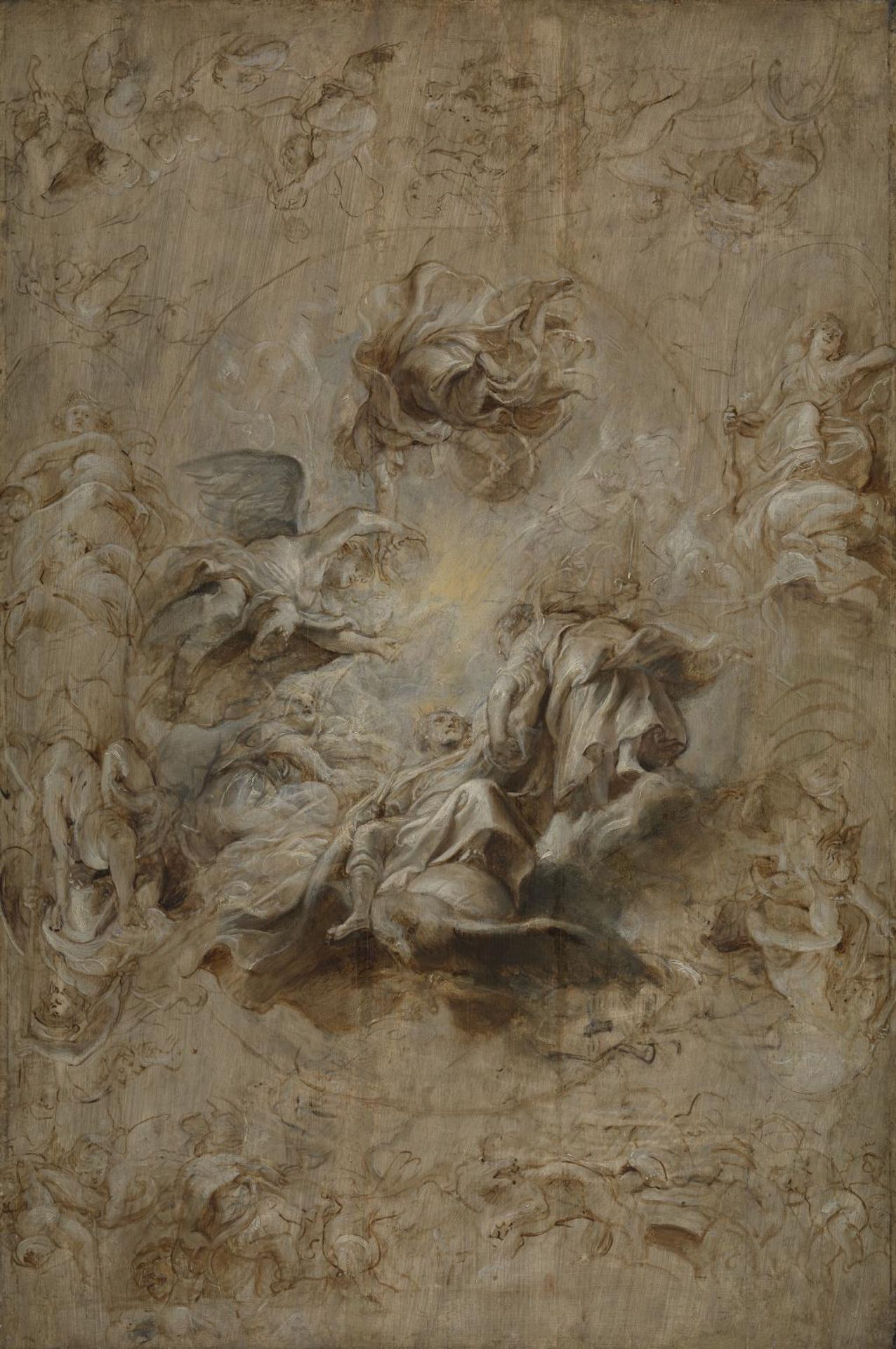 The Apotheosis of James I and Other Studies: Multiple Sketch for the Banqueting House Ceiling, Whitehall by Peter Paul Rubens