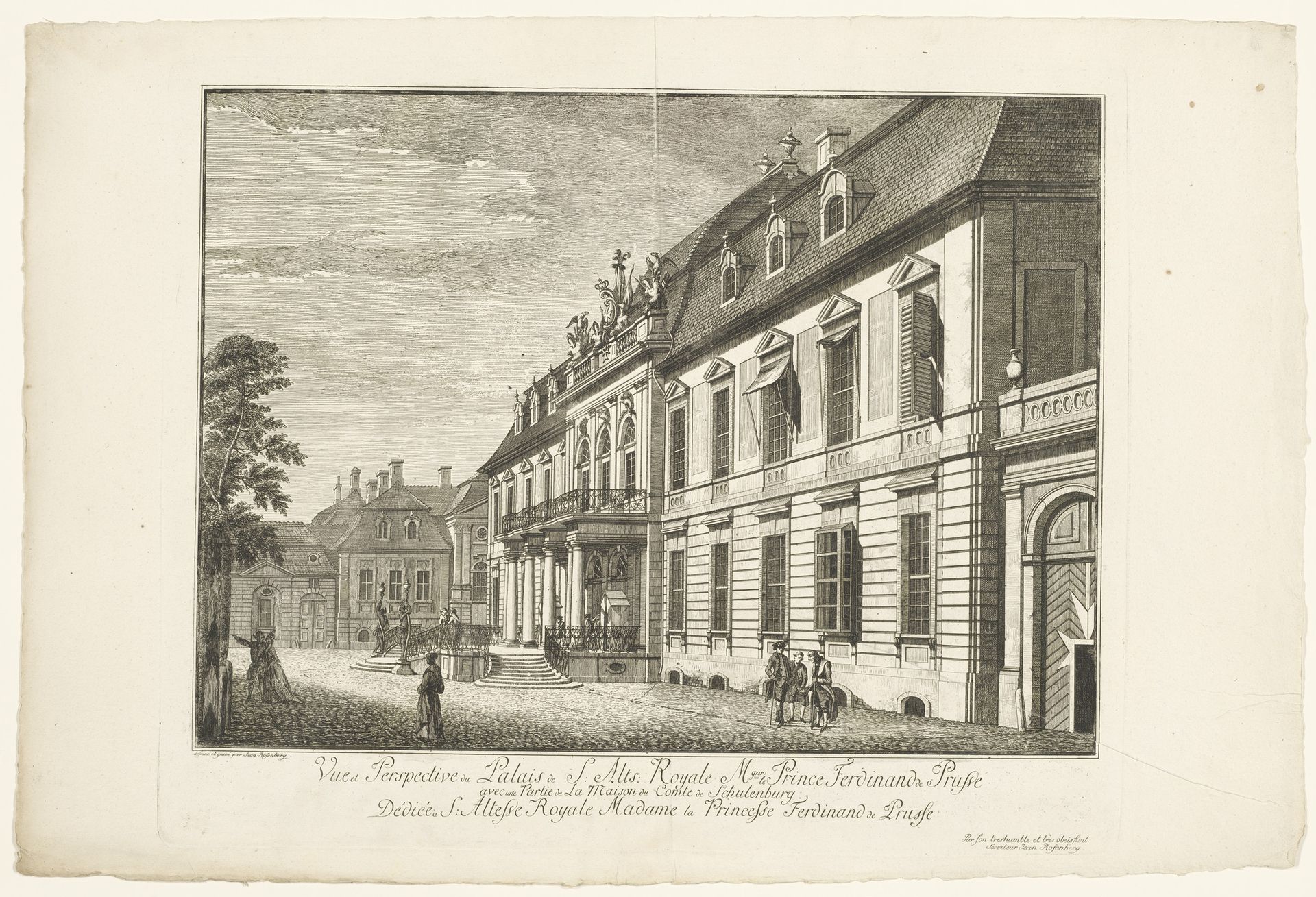Gezicht op de gevels van het Ordenspaleis en het Palais Schulenburg aan de Wilhelmplatz in Berlijn by Johann Georg Rosenberg