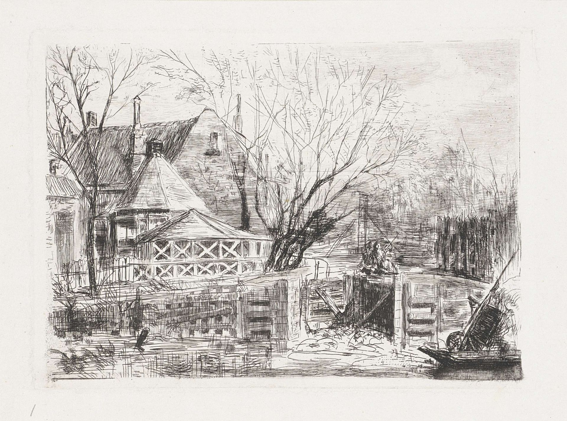 Polderhuis met de sluis in Boerenwetering te Amsterdam by Frans Schikkinger