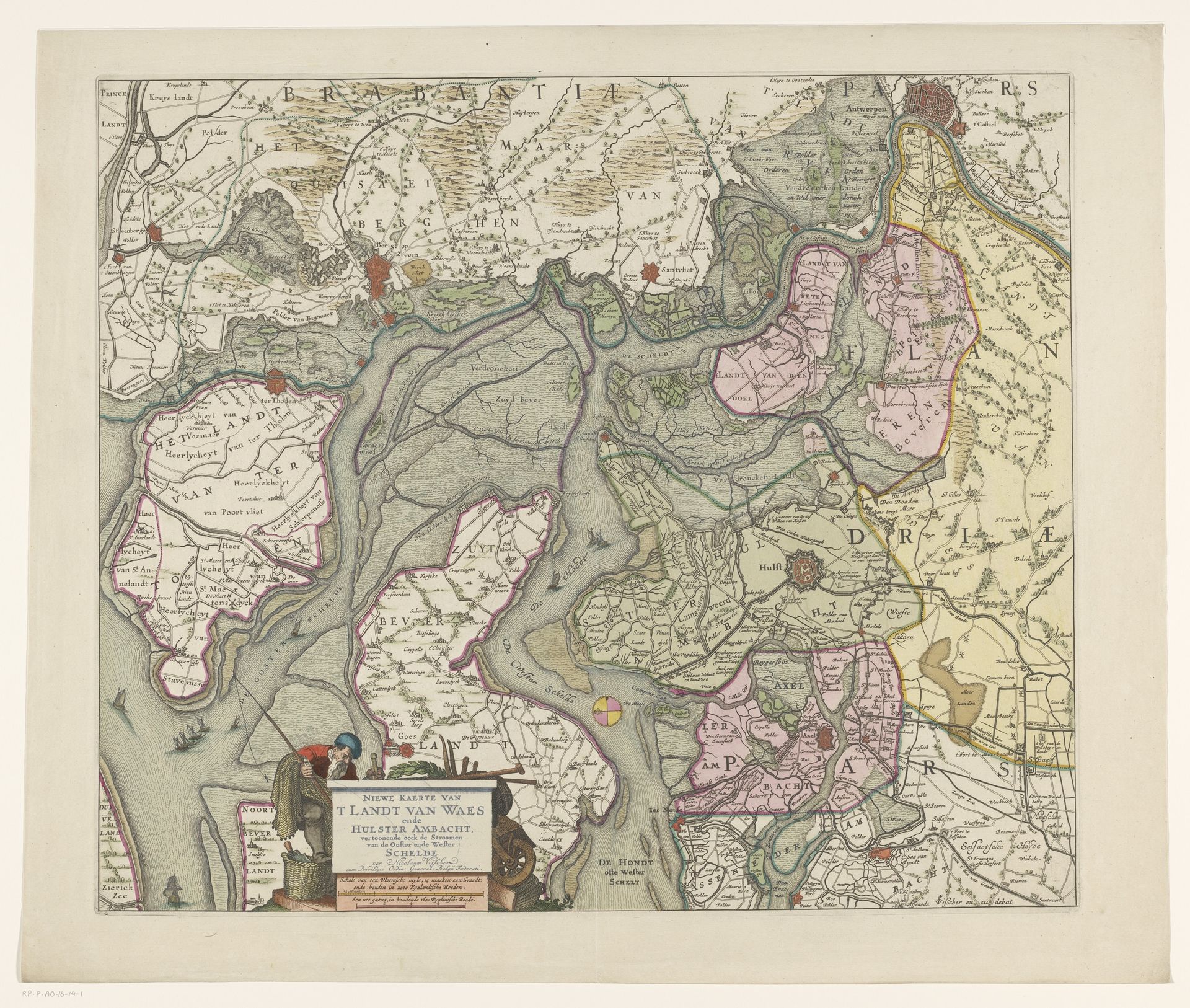 Kaart van het Waasland en de Hulster Ambacht by Anonymous