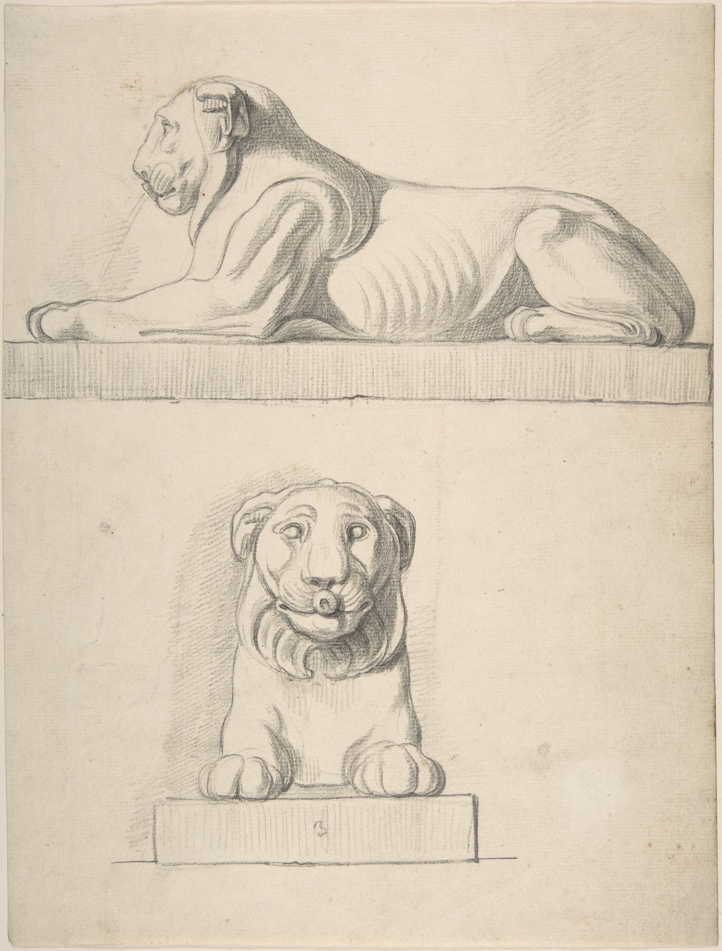 Classical Sculpture of a Lion, Front and Side Views by Thomas Hardwick