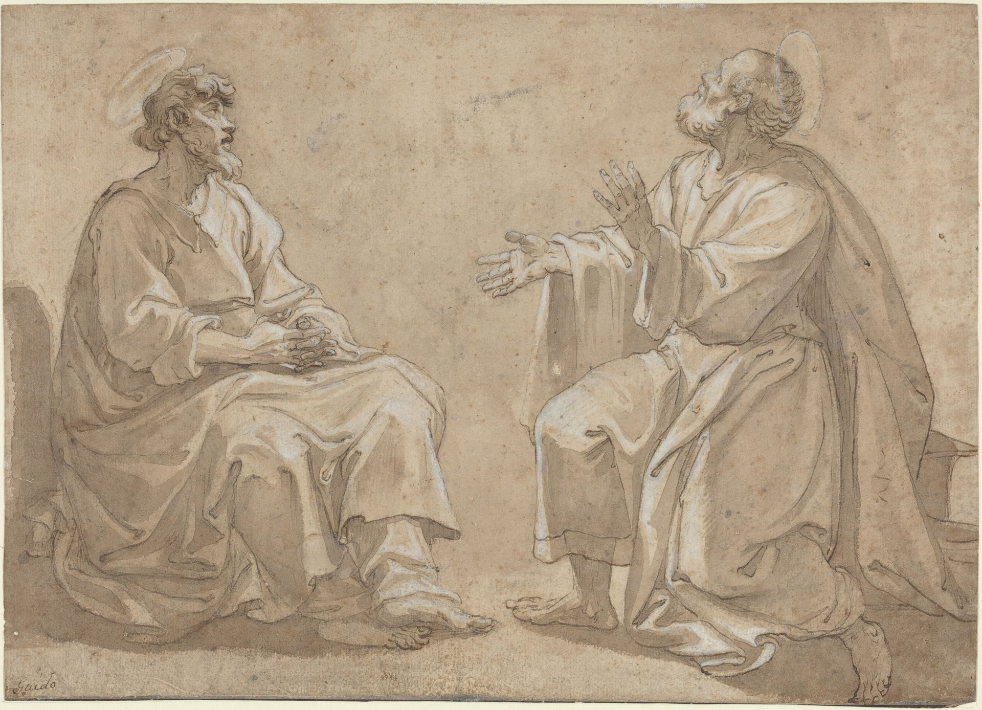 Two Seated Saints by Anonymous