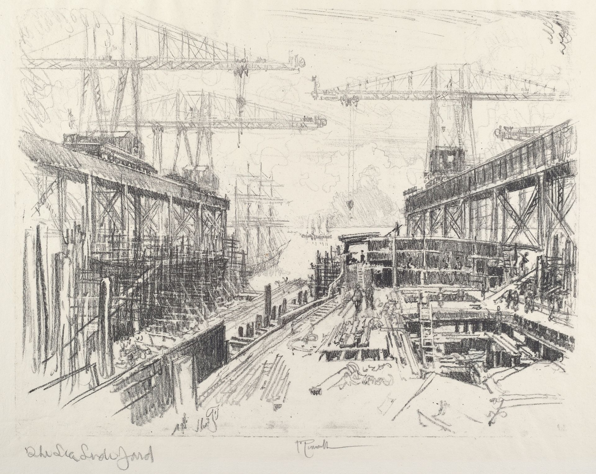 The Sea Lord's Yard by Joseph Pennell