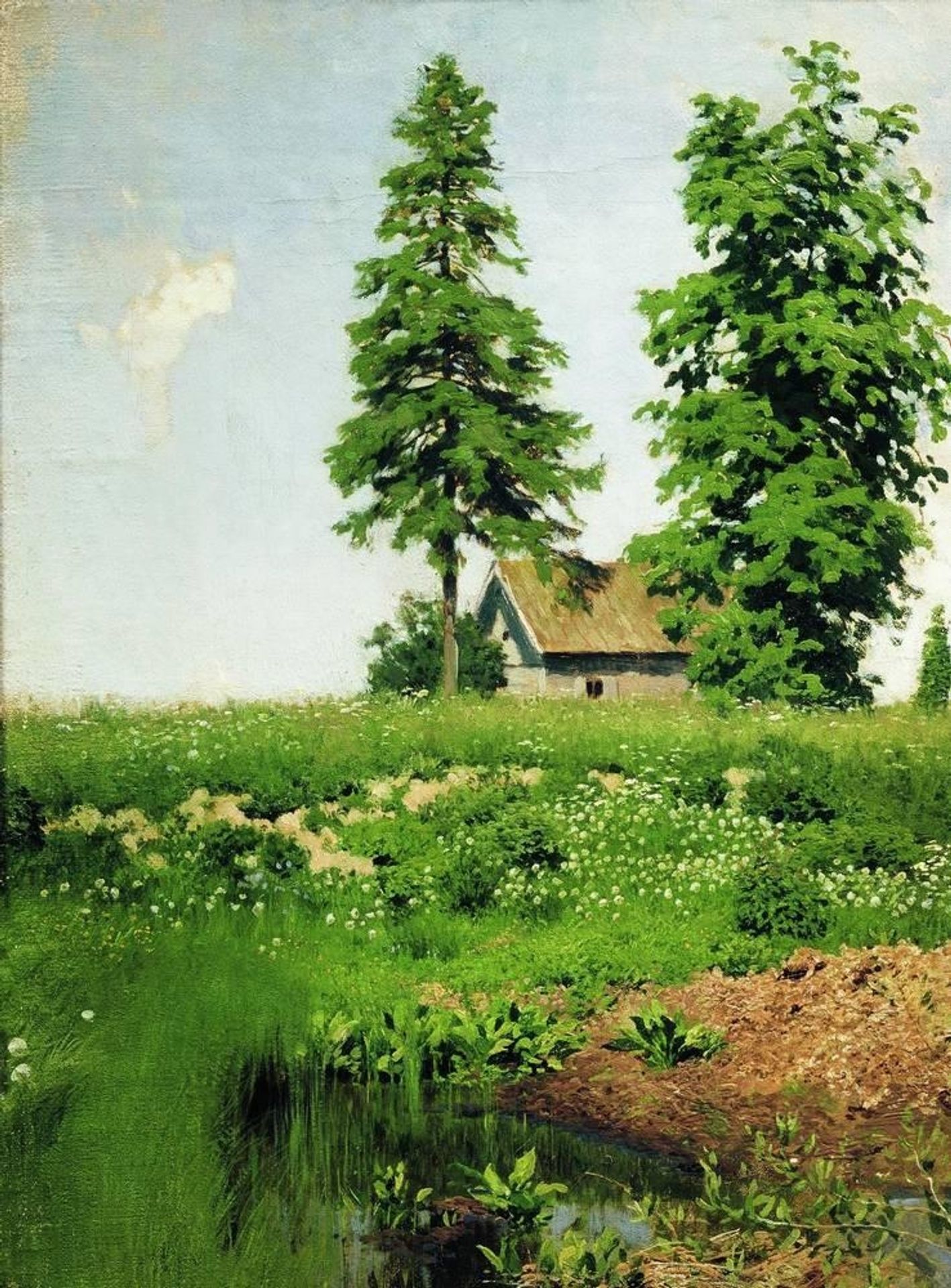 Hut on the meadow by Isaac Levitan