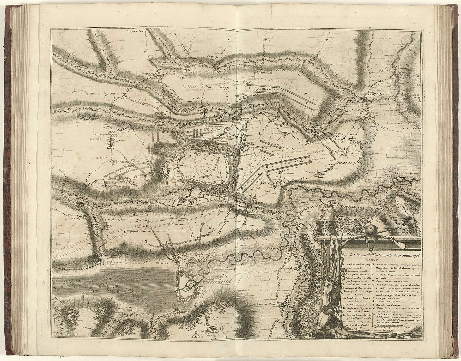 Kaart van de slag bij Oudenaarde, 1708 by Jacobus Harrewijn