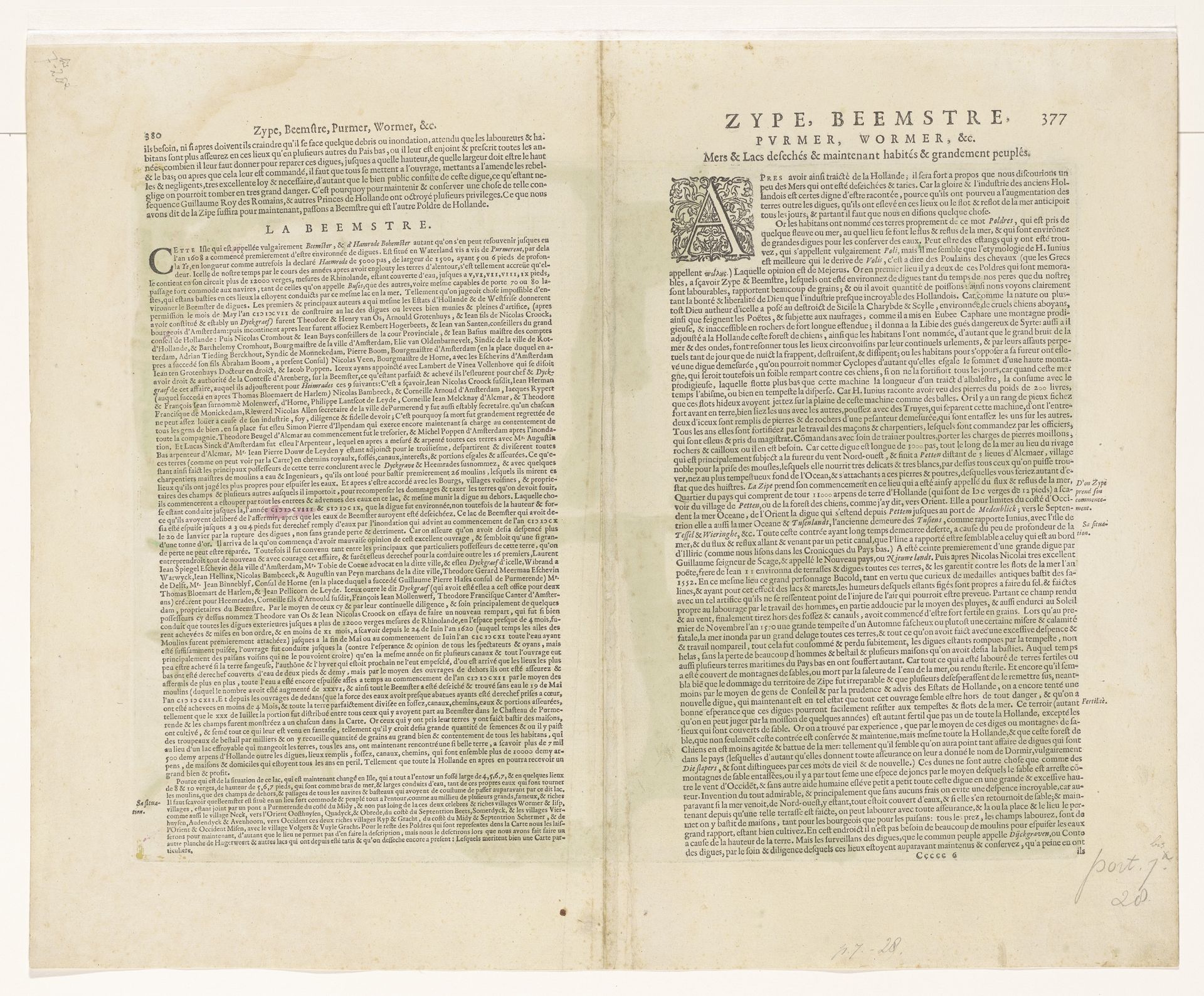 Blad met kaarten van de polders van de Zijpe, Beemster, Purmer, Wormer en een kaart van Waterland by Pieter van der Keere