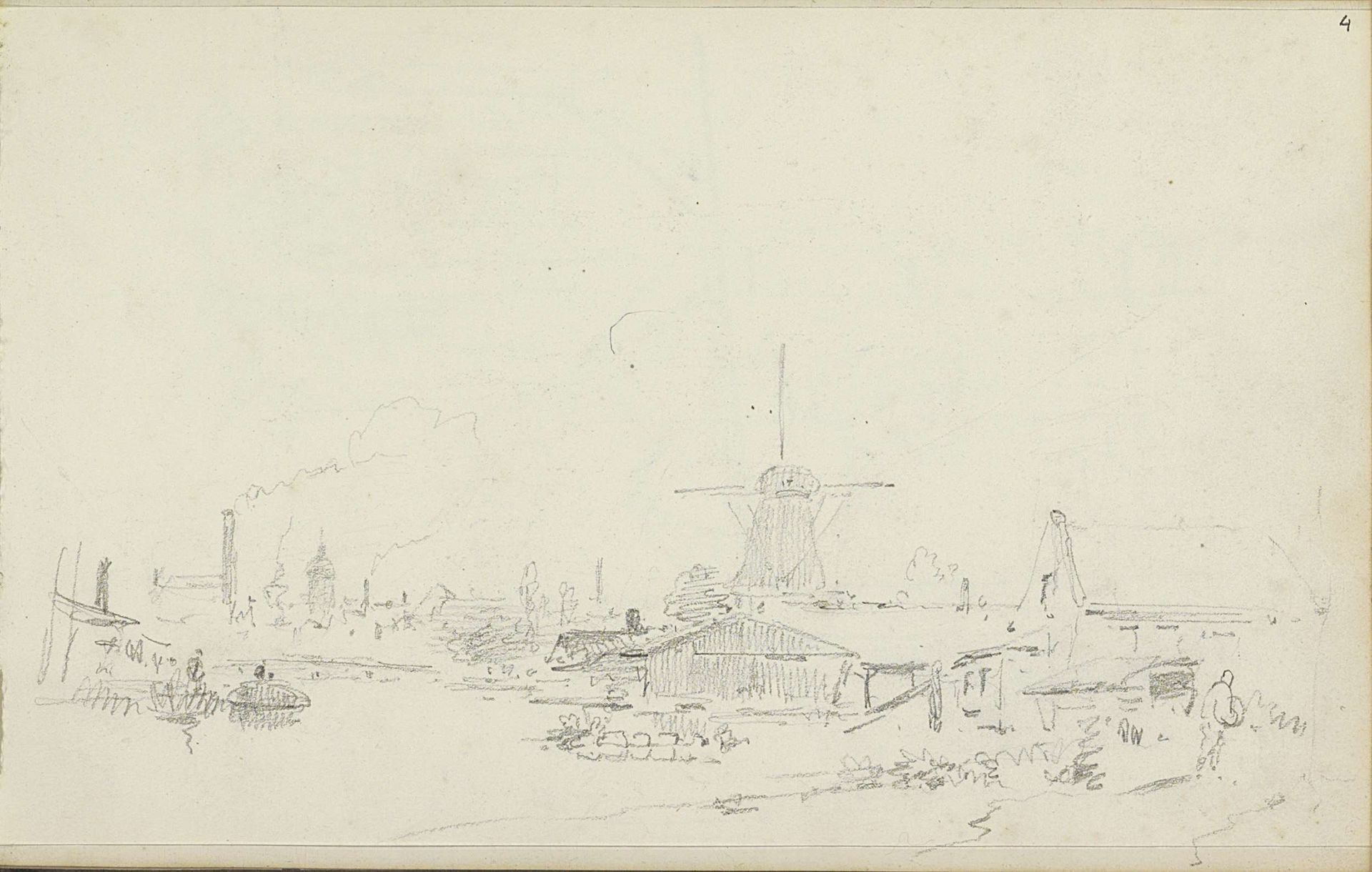 Stadsgezicht, mogelijk Kampen by Adrianus Eversen