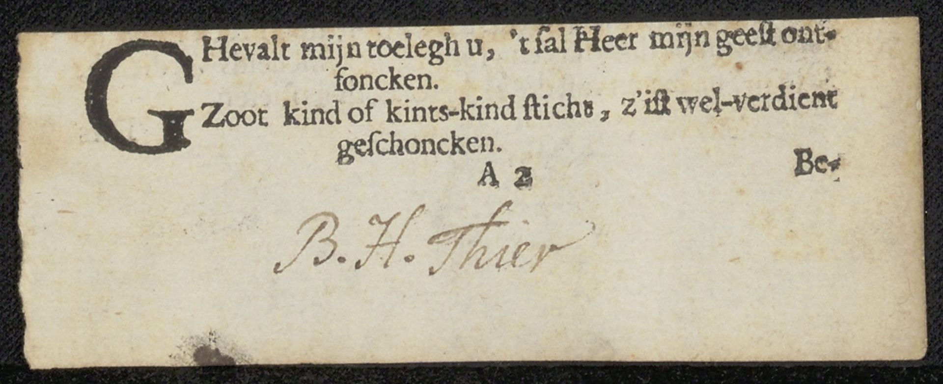 Handtekening van Barend Hendrik Thier by Barend Hendrik Thier
