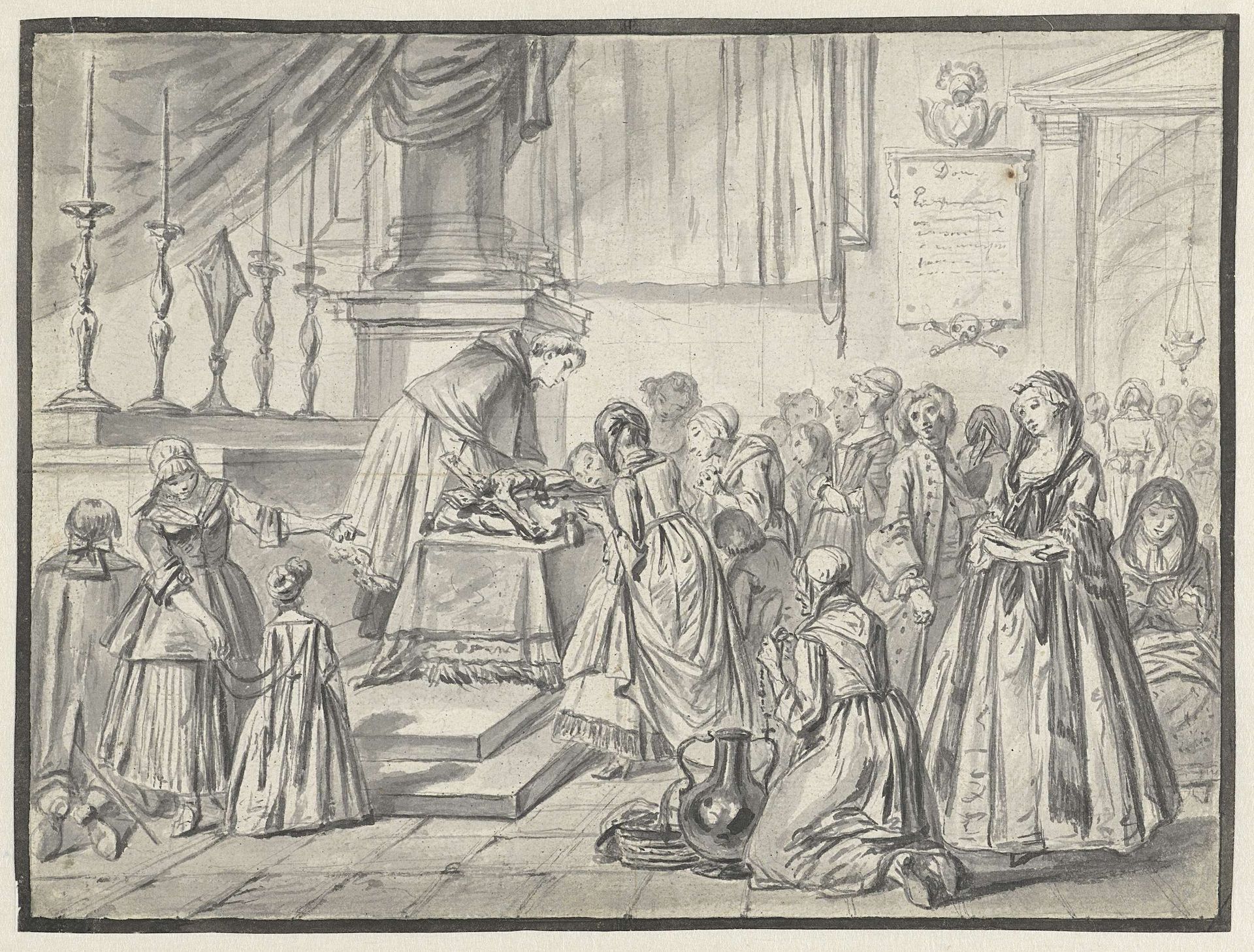 Kerkelijke scène met kruisverering op Goede Vrijdag by Charles Parrocel
