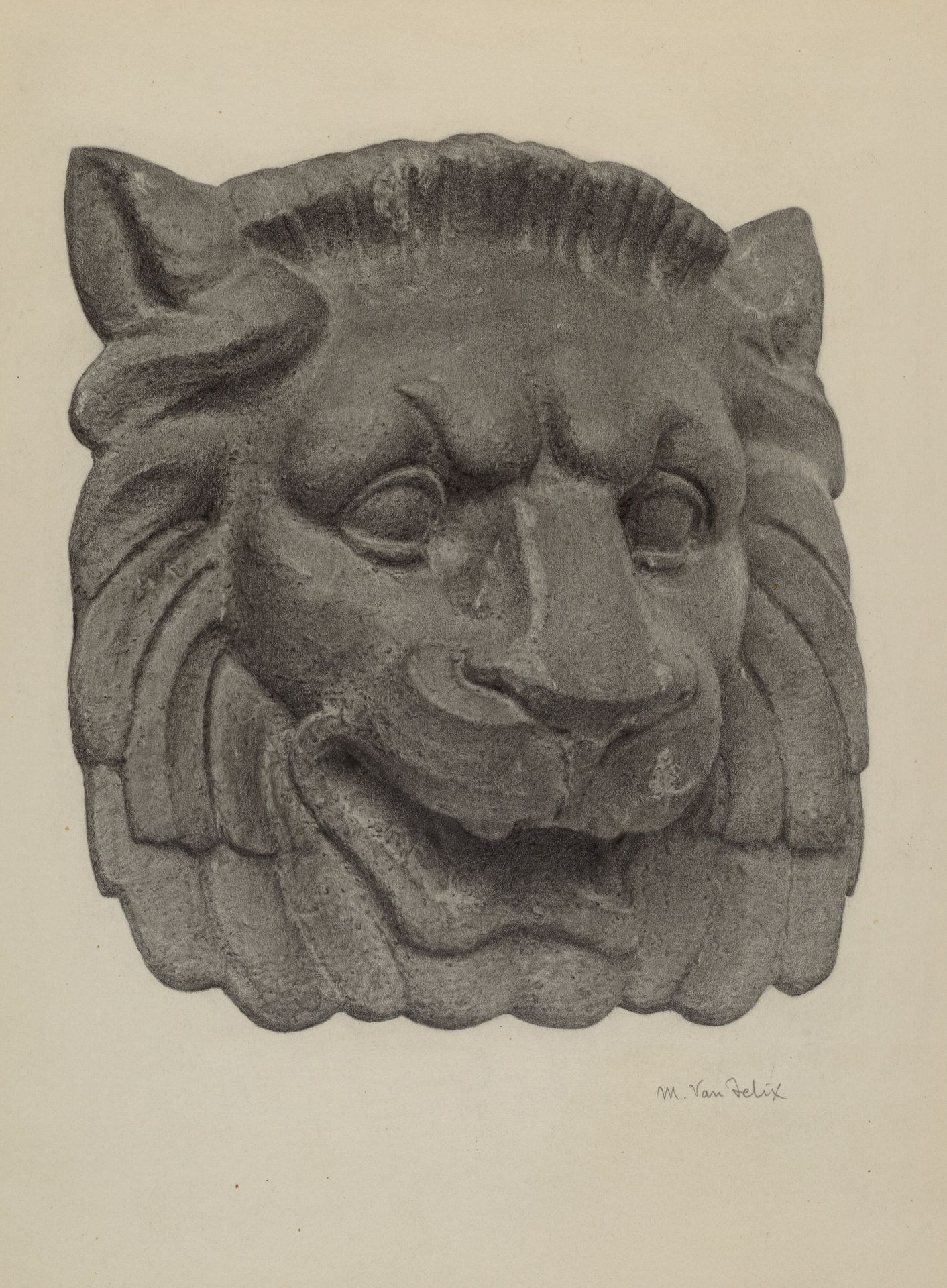 Muzzle of a Lion (one of pair) by Maurice Van Felix