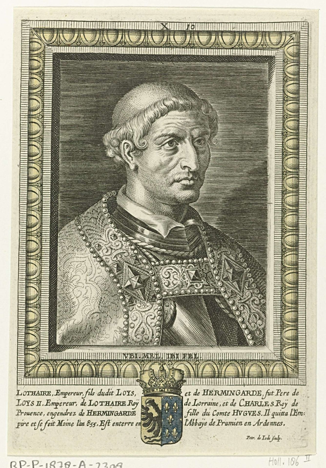 Portret van Lotharius I by Pieter de (II) Jode