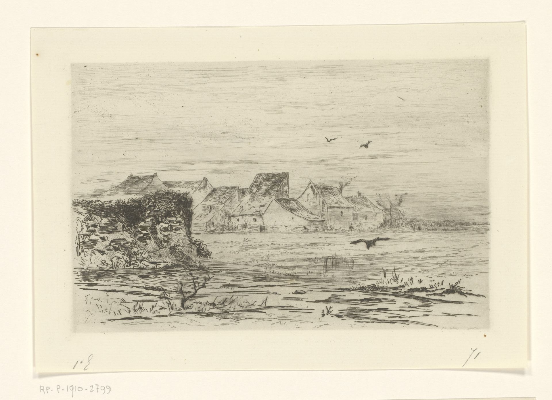 Gezicht op Veules met wal by Carel Nicolaas Storm van 's-Gravesande