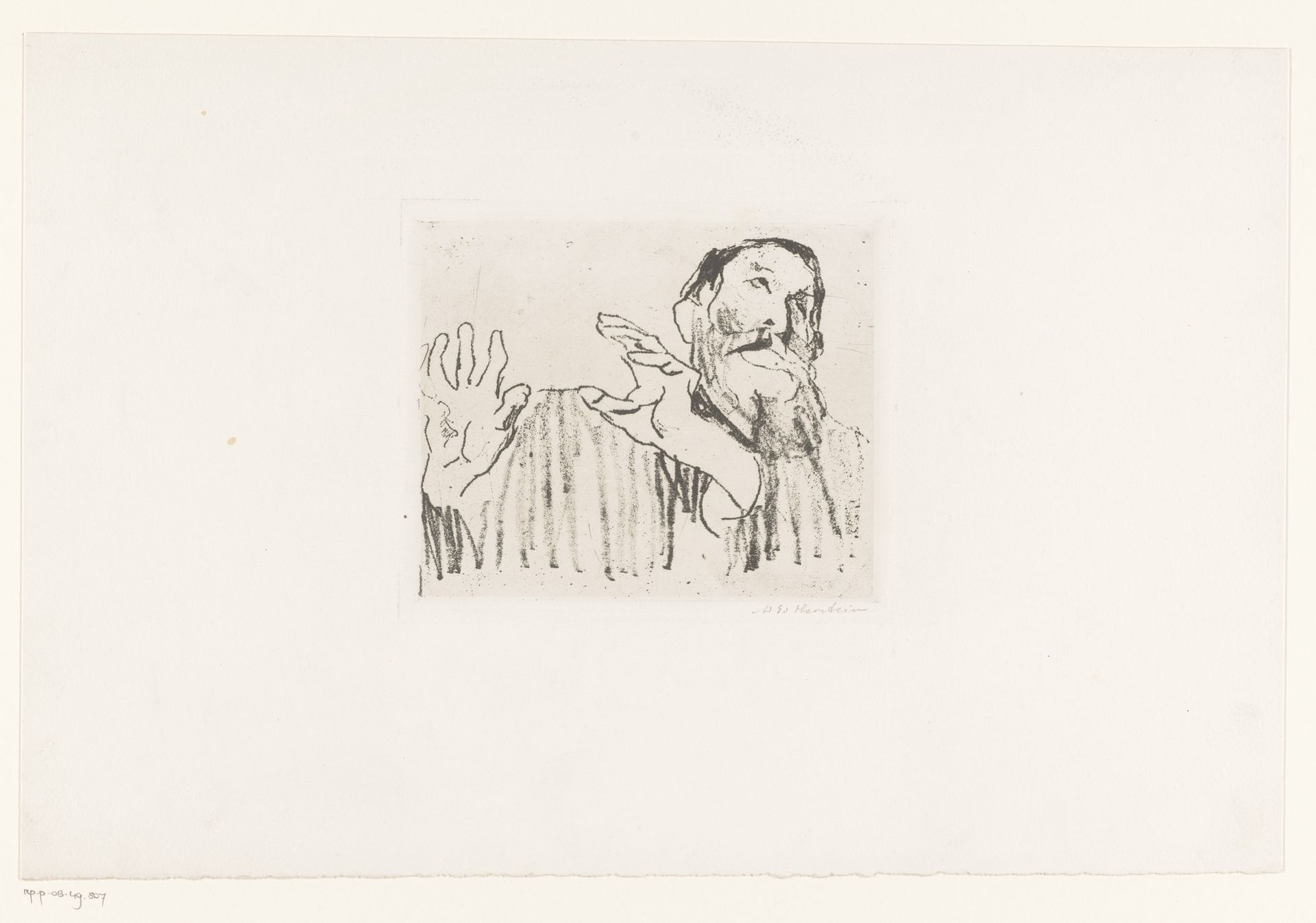 Man met opgeheven handen by Adolf Eduard Herstein