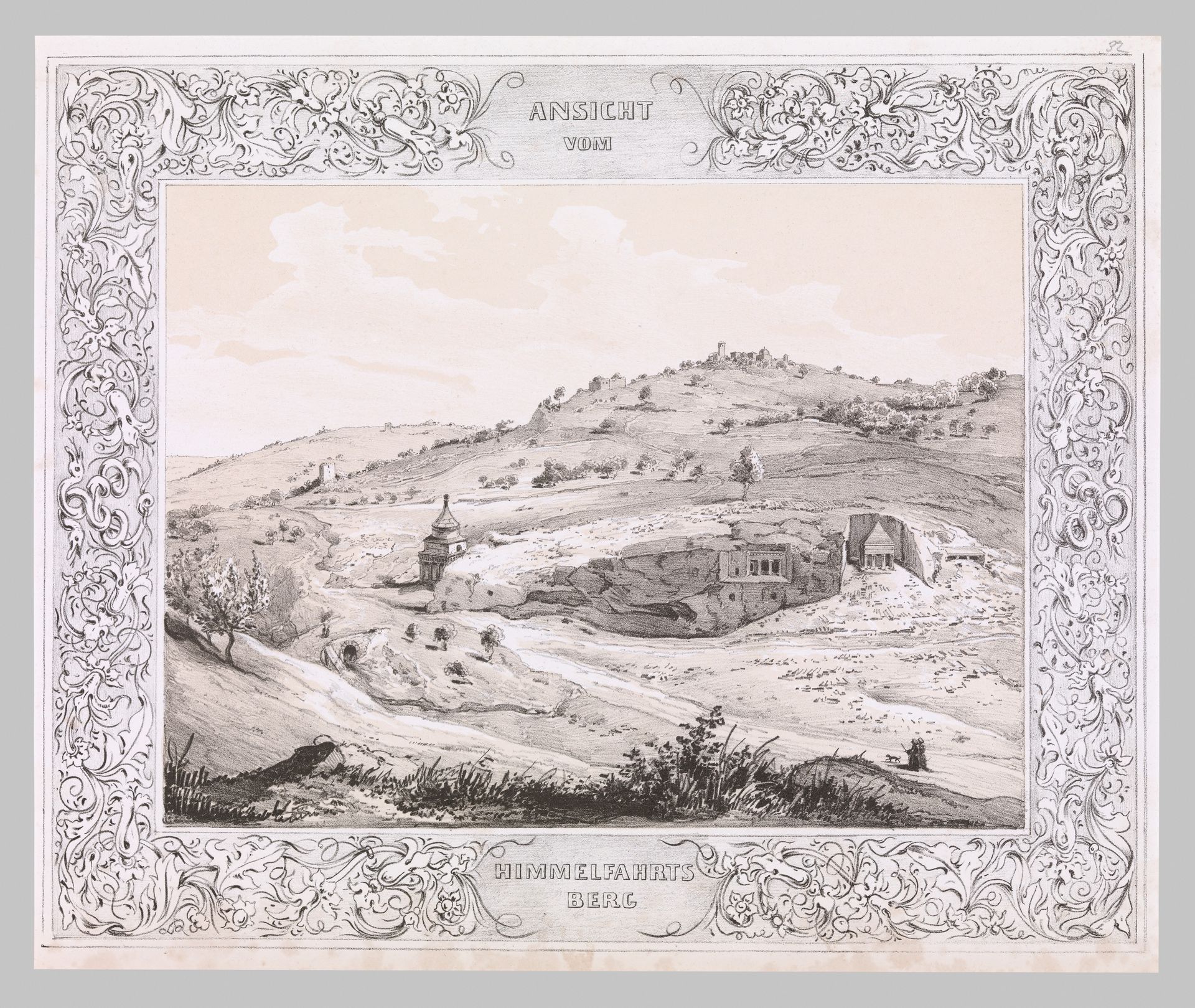 View of the Mount of Olives, from Malerische Ansichten aus dem Orient, gessamelt auf der Reise Sr. Hoheit des Herrn Herzogs Maximilian in Bayern nach Nubien, Aegypten, Palaestina, Syrien und Malta (Picturesque views from the Orient, assembled on the journey of his Serene Highness, the Duke Maximilian in Bavaria, to Nubia, Egypt, Palestine, Syria and Malta) by Heinrich von Mayr