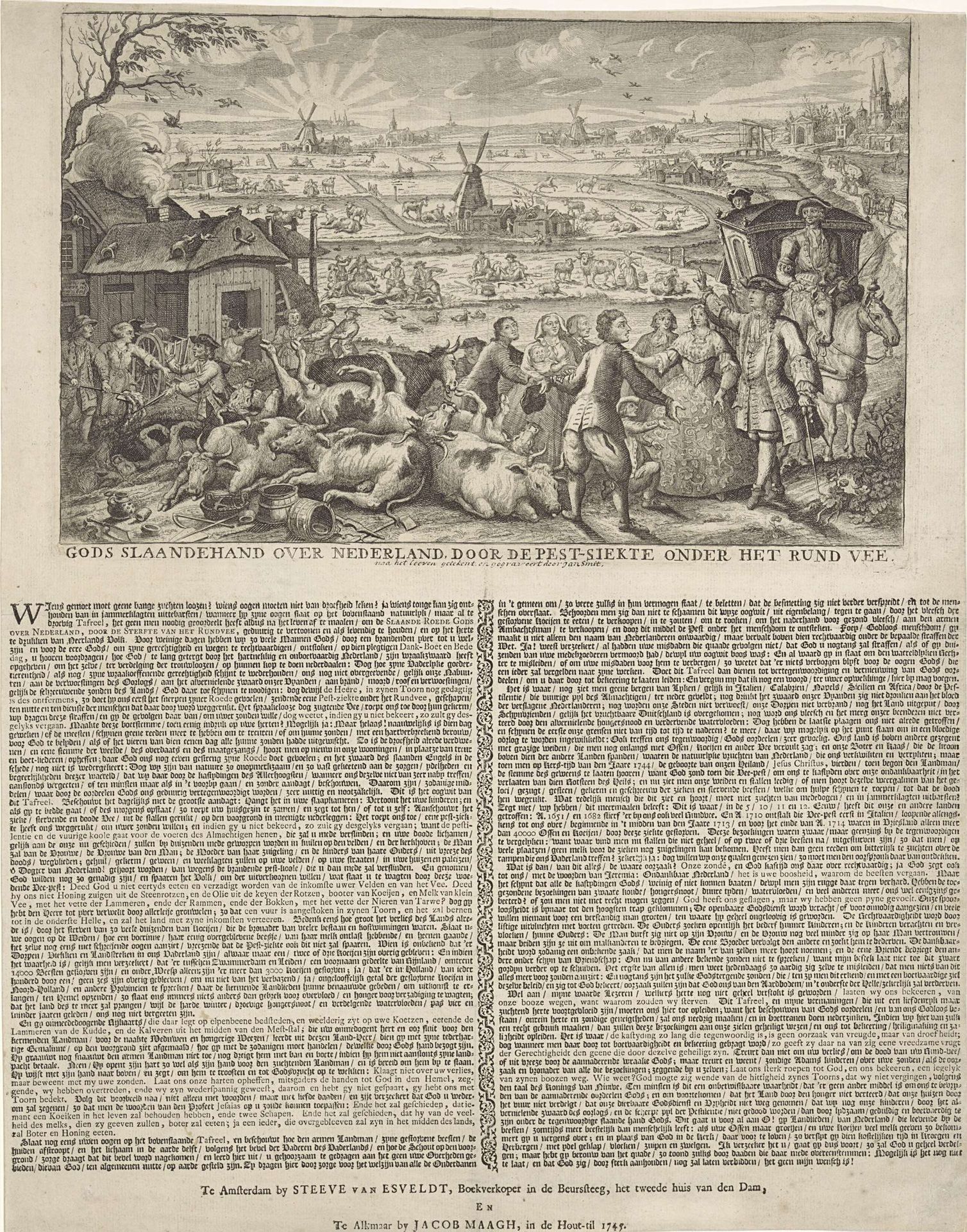 Boeren getroffen door runderpest, 1745 by Jan (II) Smit