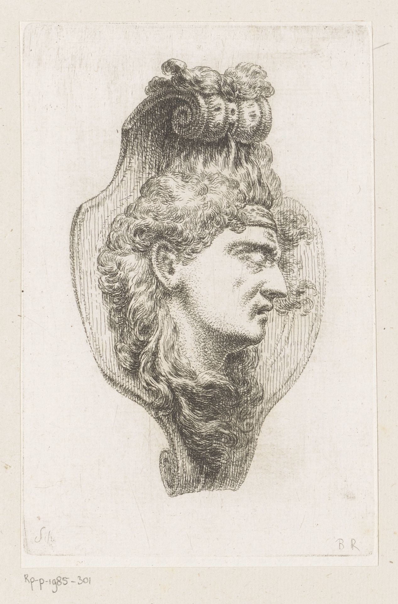 Mascaron met mannenkop by Christian Bernhard Rode