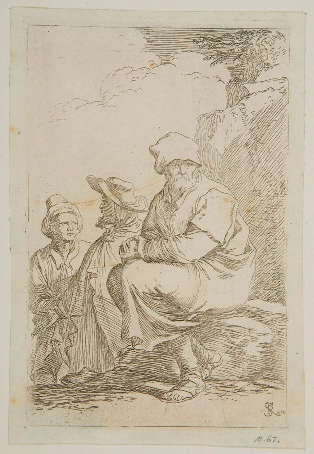 Seated Elder and Two Other Figures by Salvator Rosa