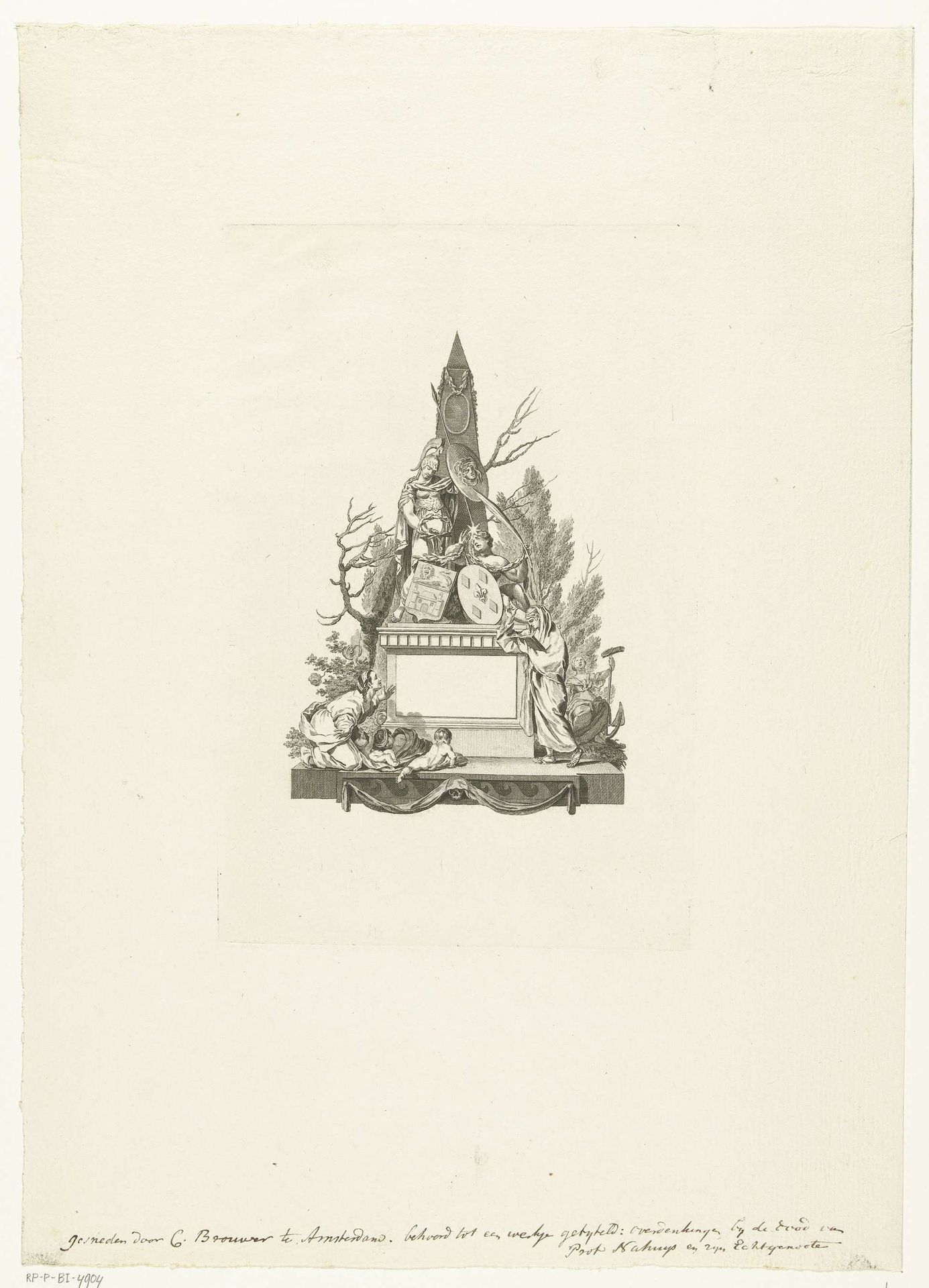 Allegorisch gedenkteken voor Gerard Johan Nahuys en zijn echtgenote Catharina Walburg van Mansvelt by Cornelis Brouwer