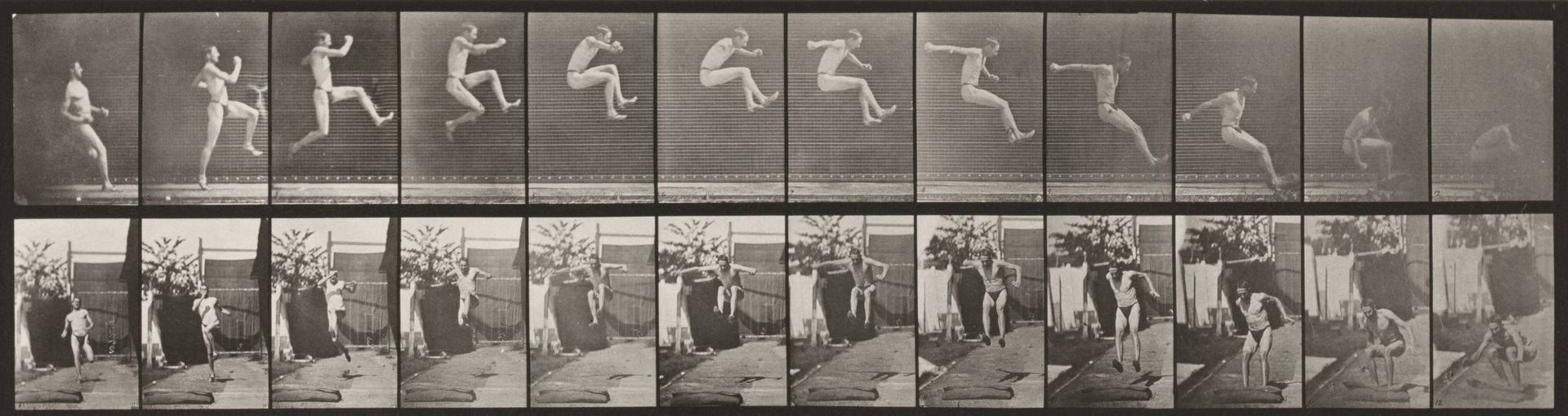 Plate Number 159. Jumping, running broad jump by Eadweard Muybridge