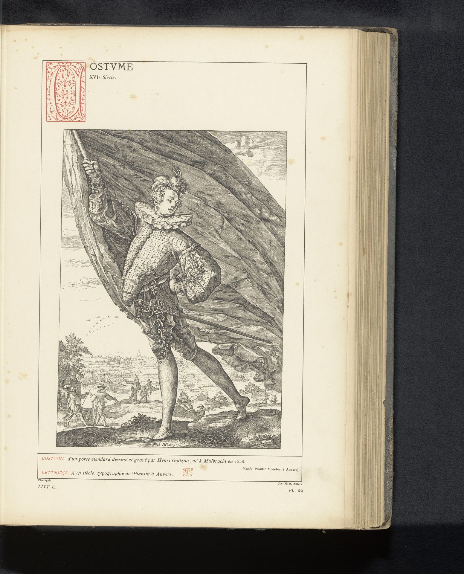 Reproductie van een prent met officieren met 'ganzenbuiken' door Hendrick Goltzius by Anonymous