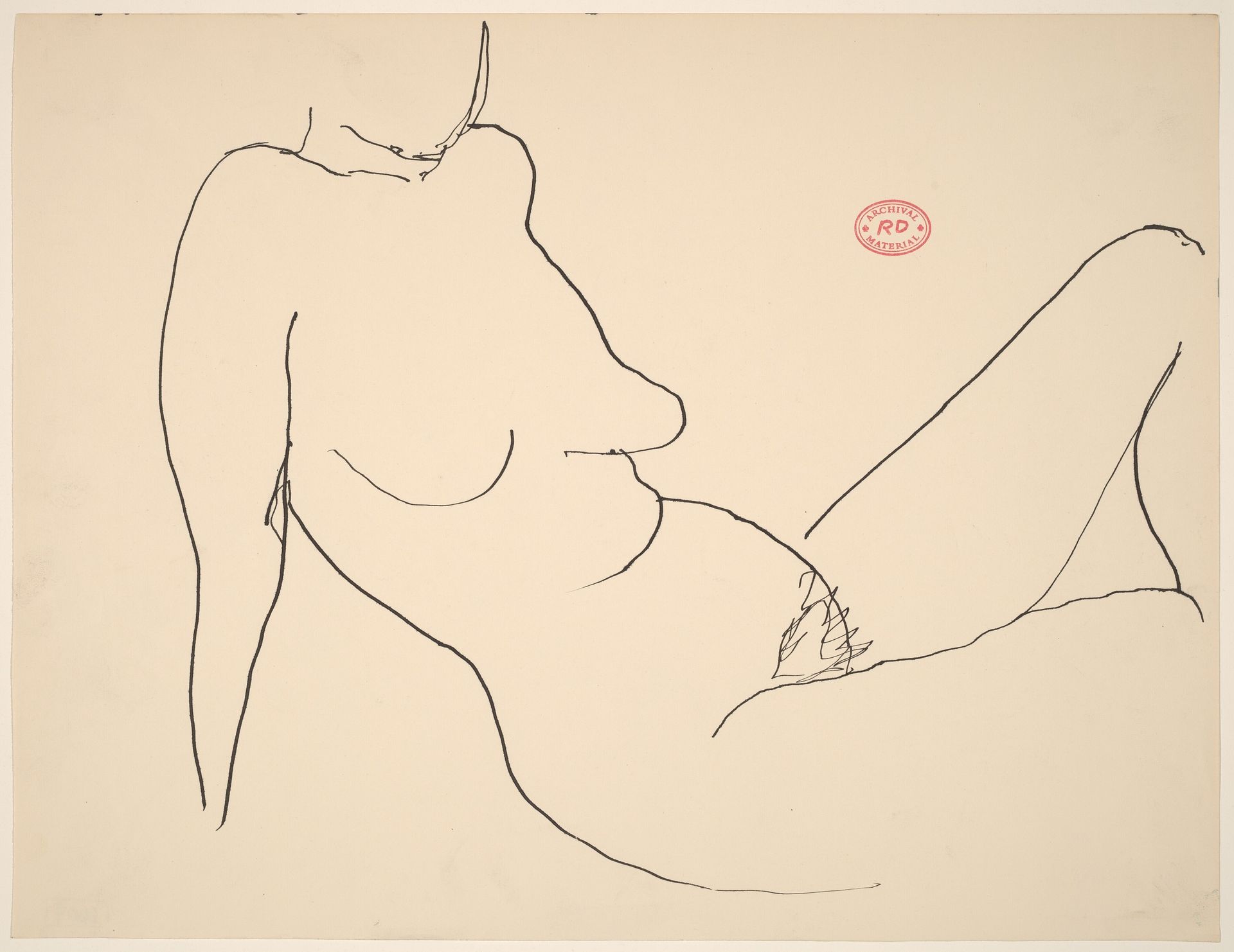 Untitled [female nude seated and leaning back on her arms] by Richard Diebenkorn